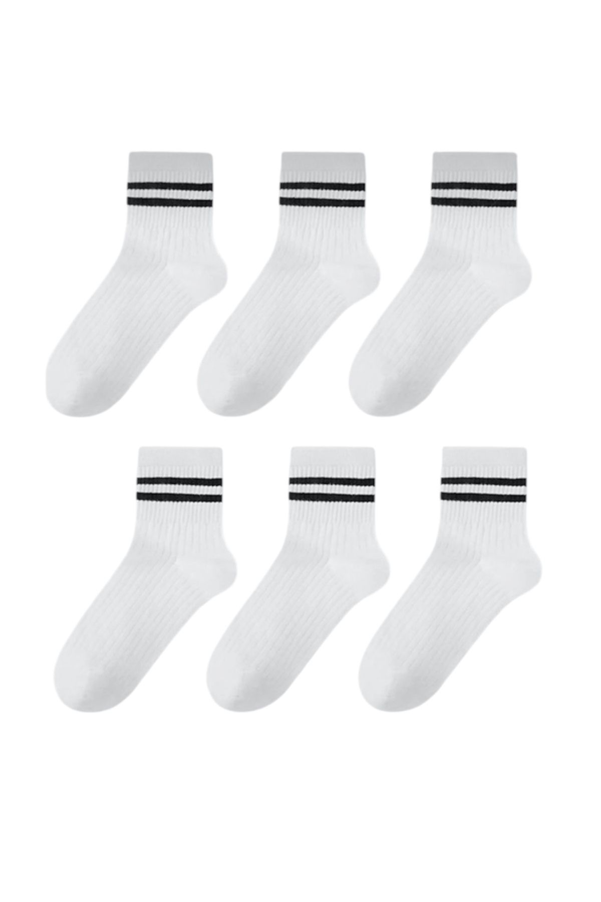 GRİMNİR SOCKS Unisex 6’lı Çizgili Tenis Çorap