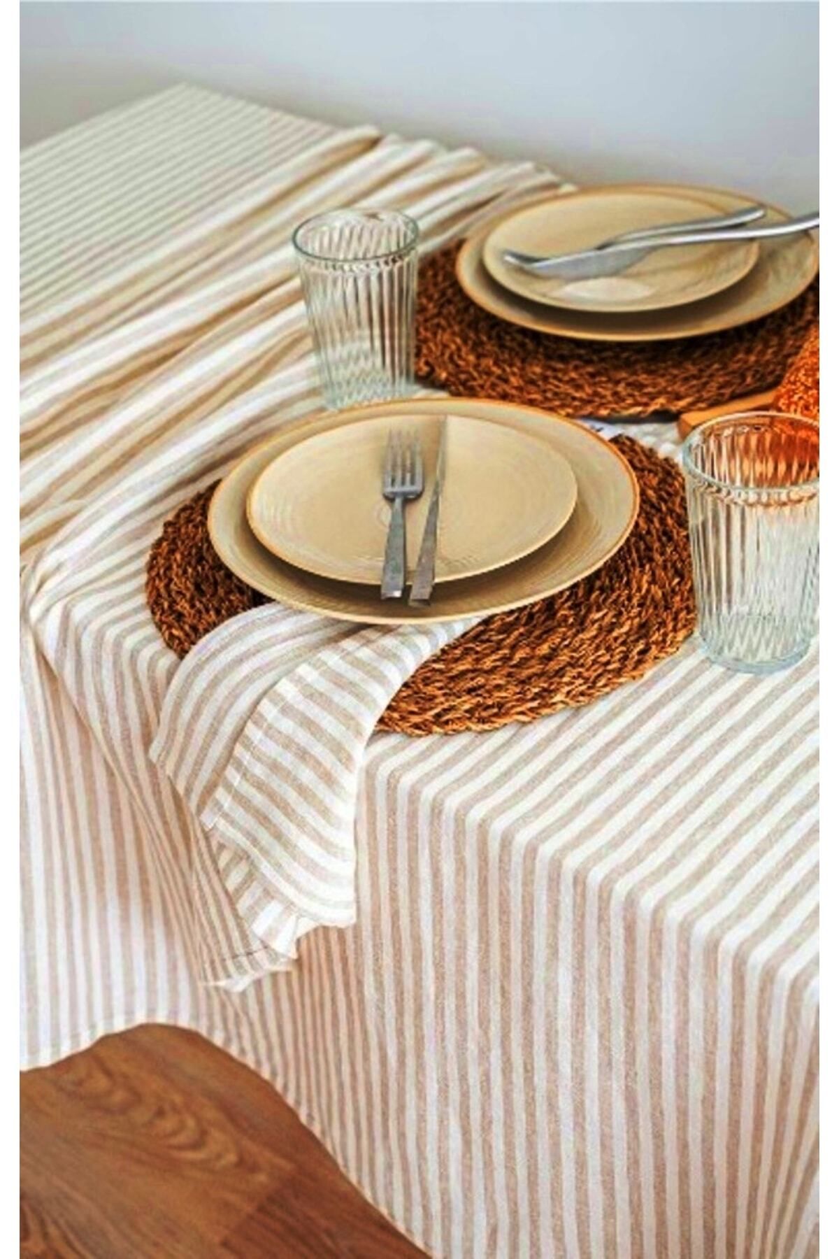 HOME ART ATELIER hand made Organik Ham Keten Masa Örtüsü