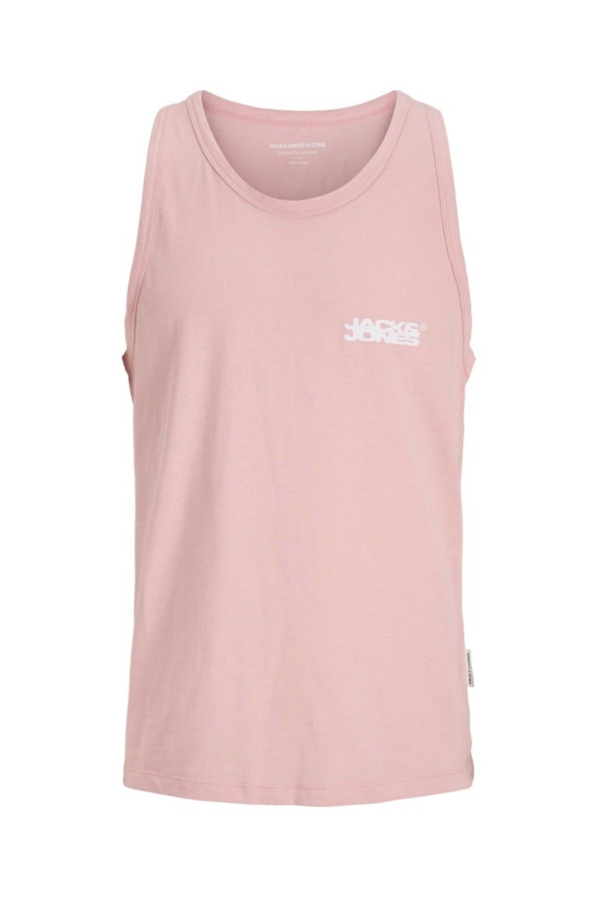 Jack & Jones Erkek Pembe Jcosago Small Logo Slub Tank Top Atlet 12276727-Pinkicing
