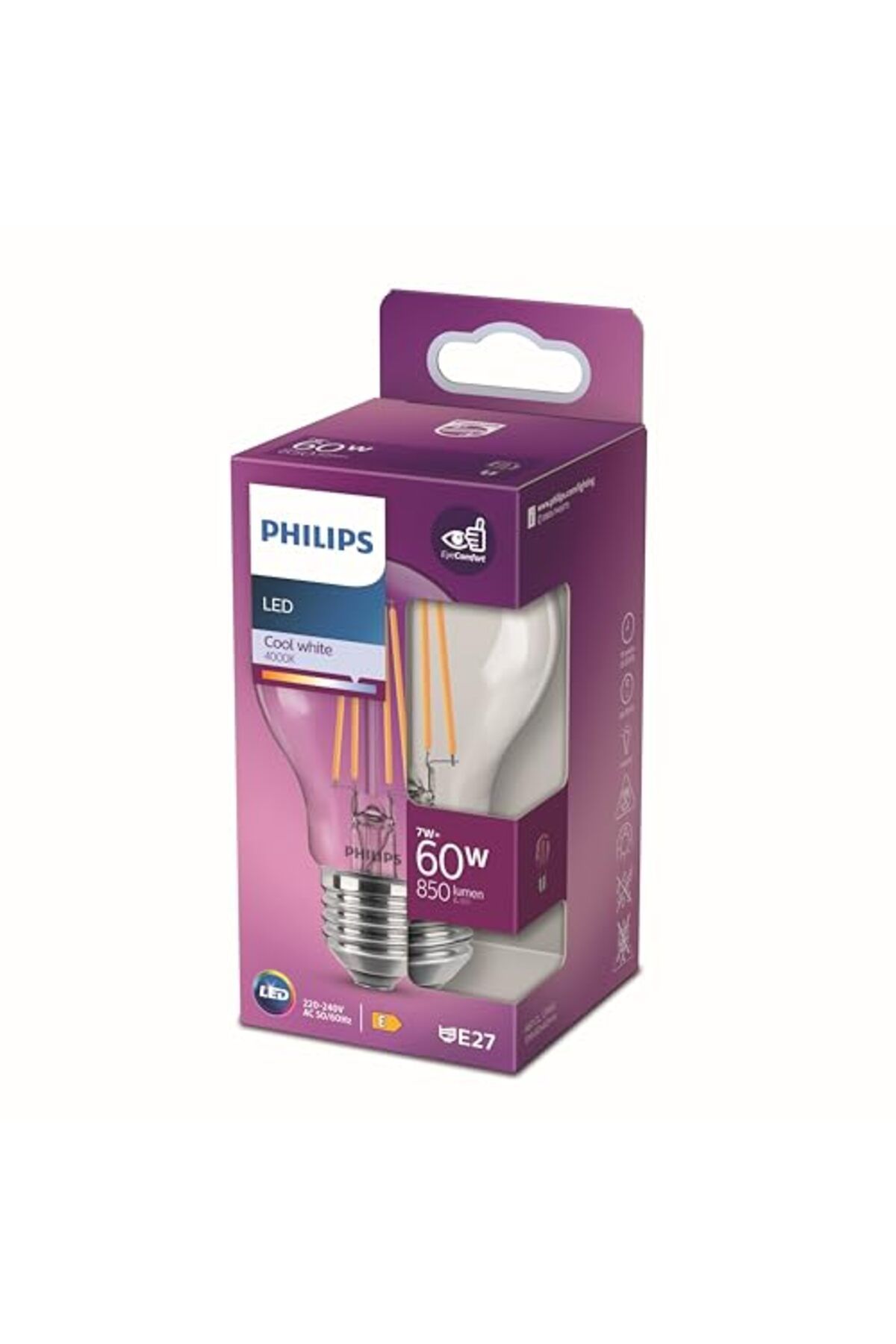 ShopZum Led Classic 60W A60 Filament Ampul, 4000K Gün Işığı, E27 Normal Duy, Dim Edilmez