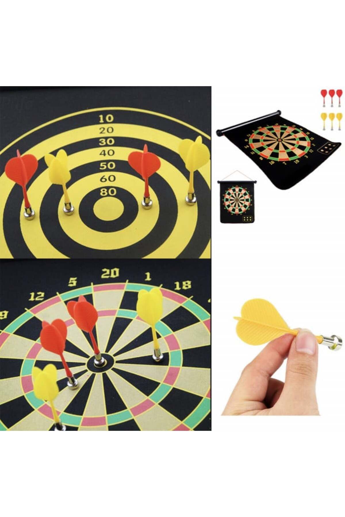 PUFO-2-in-1 Magnetic Dart Board For Children And Adults, With 6 Darts Included 6