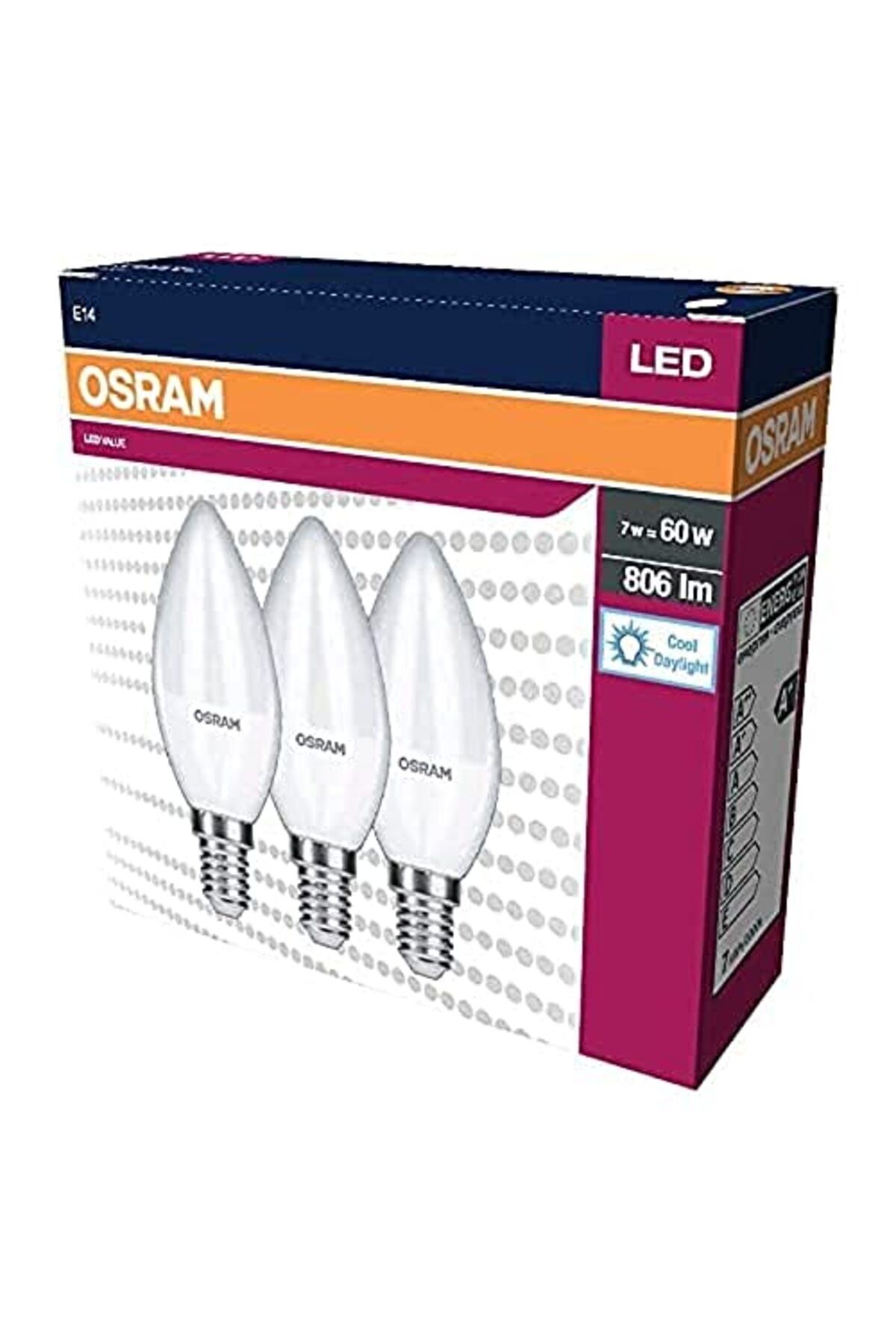ShopZum Led Value Clb60 7w/865 Fr E14 3&apos;lü Beyaz Işık