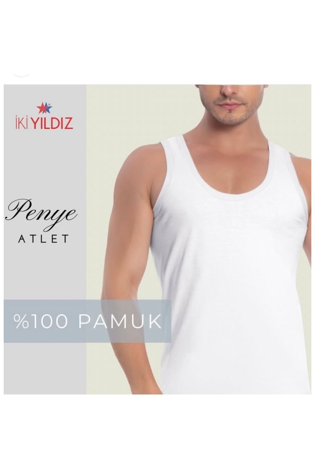 İki Yıldız Erkek Penye Atlet beyaz 6 Adet
