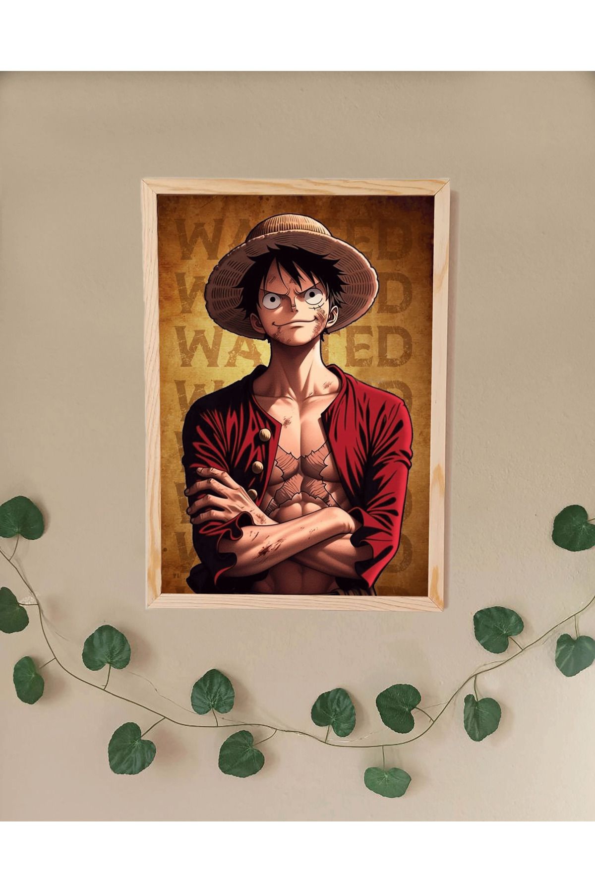 Nulivez Çerçeveli, One Piece Luffy Tasarımlı Dekoratif Tablo, 300 Micron Antireflecte Korumalı Tablo