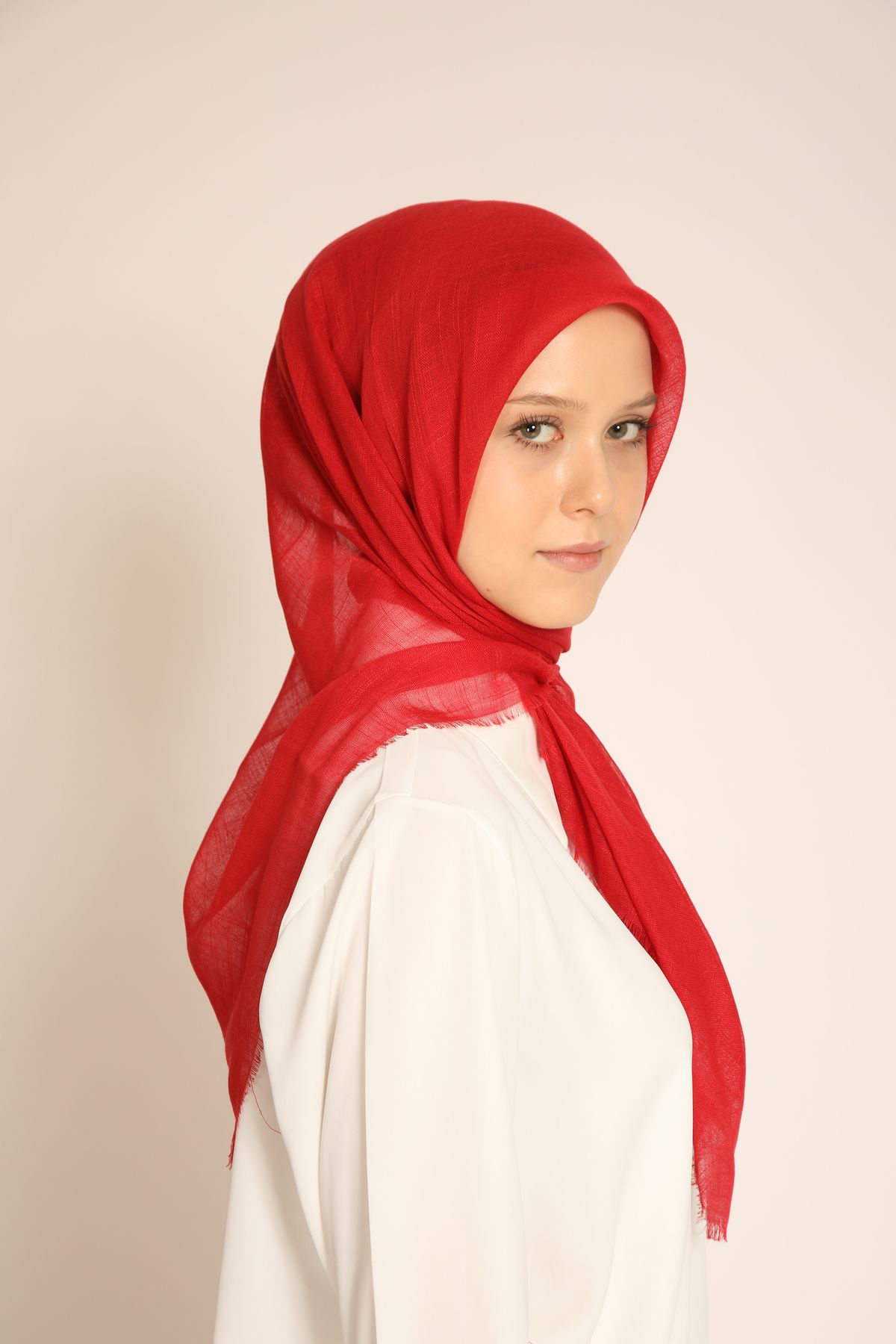 BERCHEM SCARF Kırmızı Flamlı Düz Eşarp - Nefes Alabilen Pamuklu Mevsimlik Şal Modeli