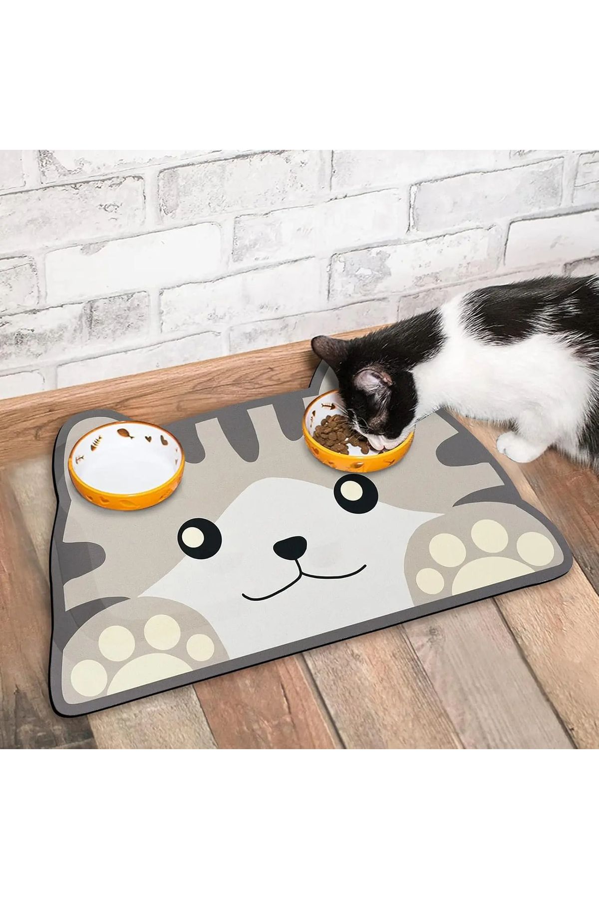 MMPSHOP Evcil Hayvan Beslenme Matı Su Emici Özellikli Yıkanabilir Kaymaz Kedi Köpek Mama Paspası 60x45cm