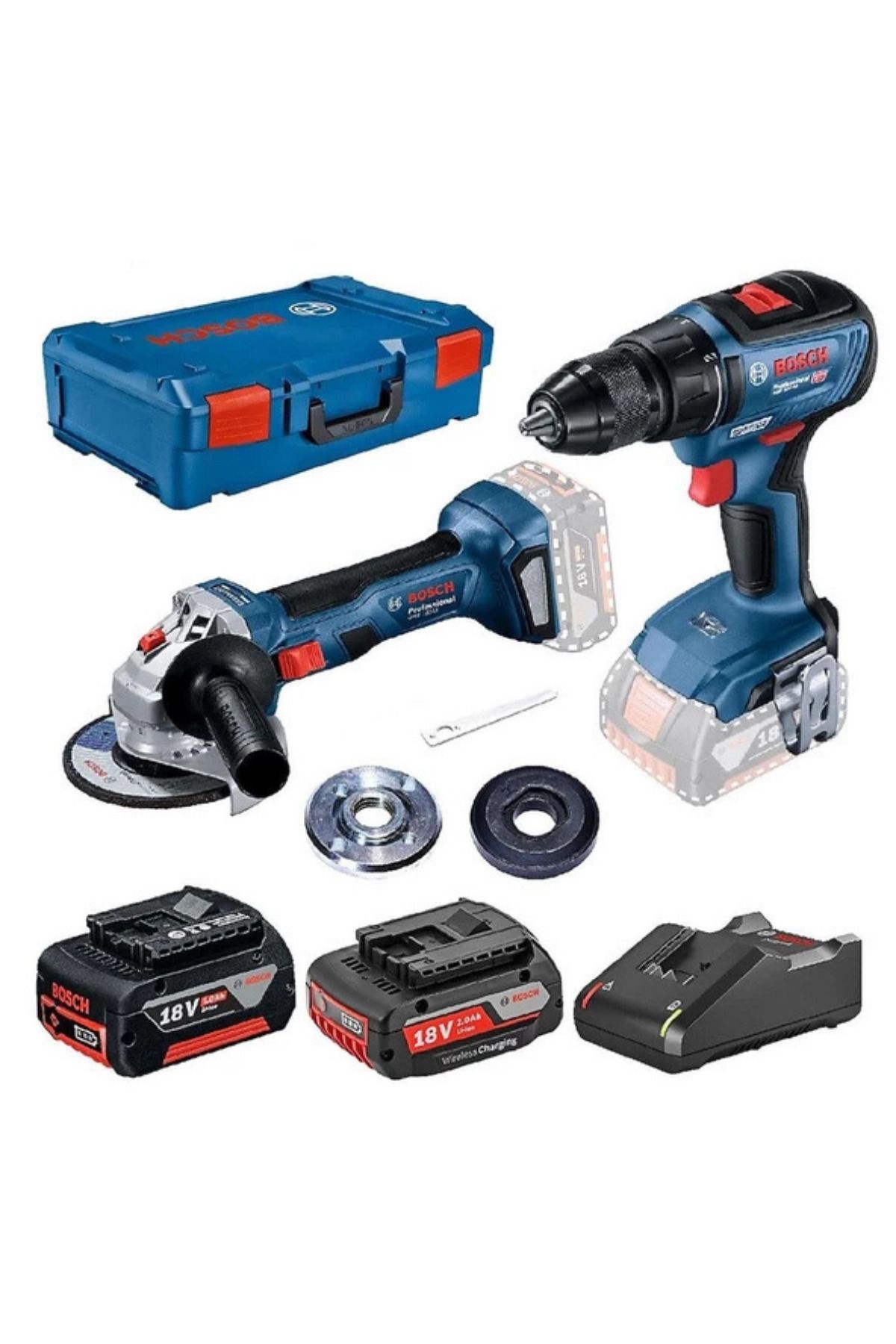 Bosch Akülü Makine Seti Taşlama Şarjlı Matkap 1 x 5,0Ah 1 adet 2,0Ah Akü Dahil Vidalama seti