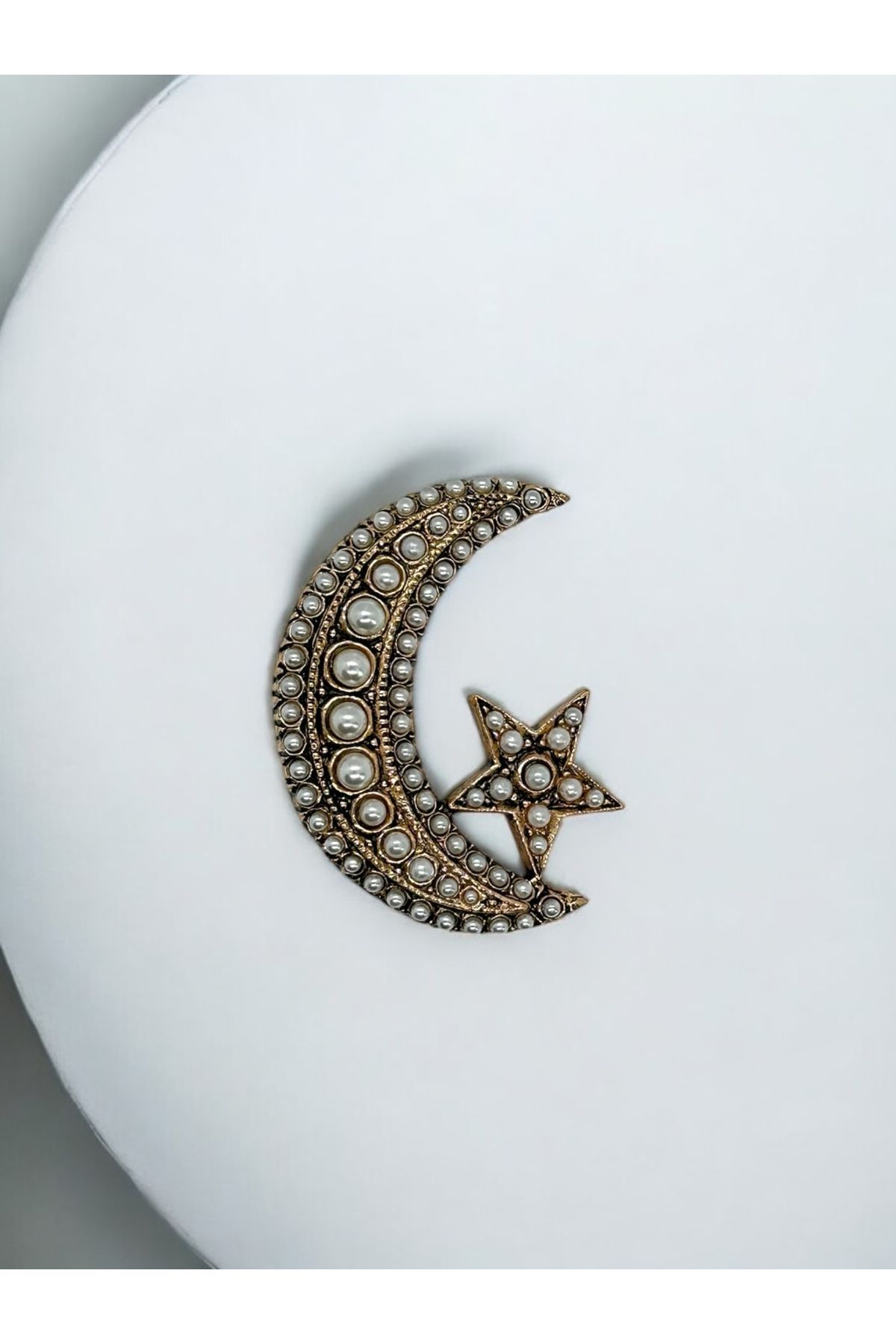 FUYA JEWELLERY Elmas Montür Ay Yıldız Broş