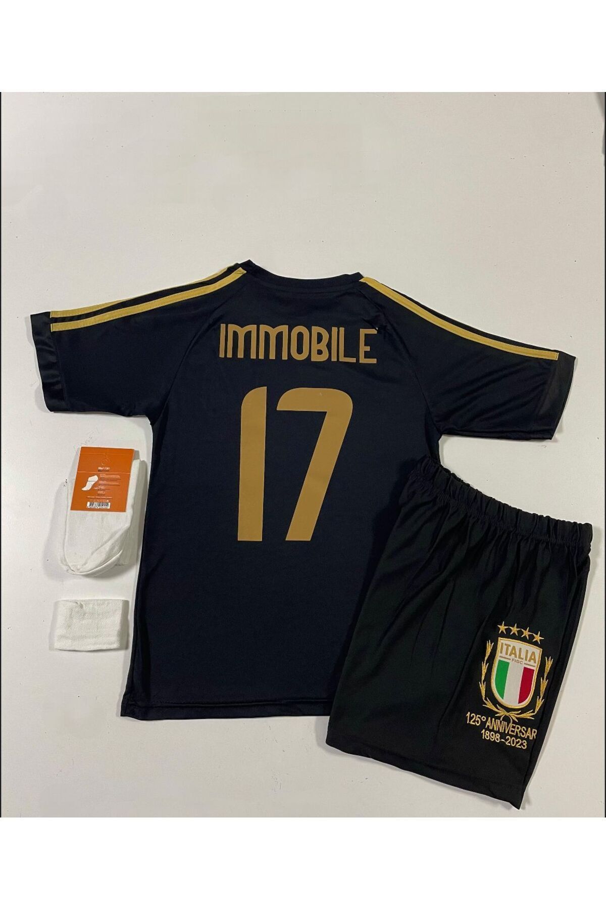 FEEL STYLE İtalya 125.yıl Ciro Immobile Çocuk Forması 4'lü Set (BLACK)