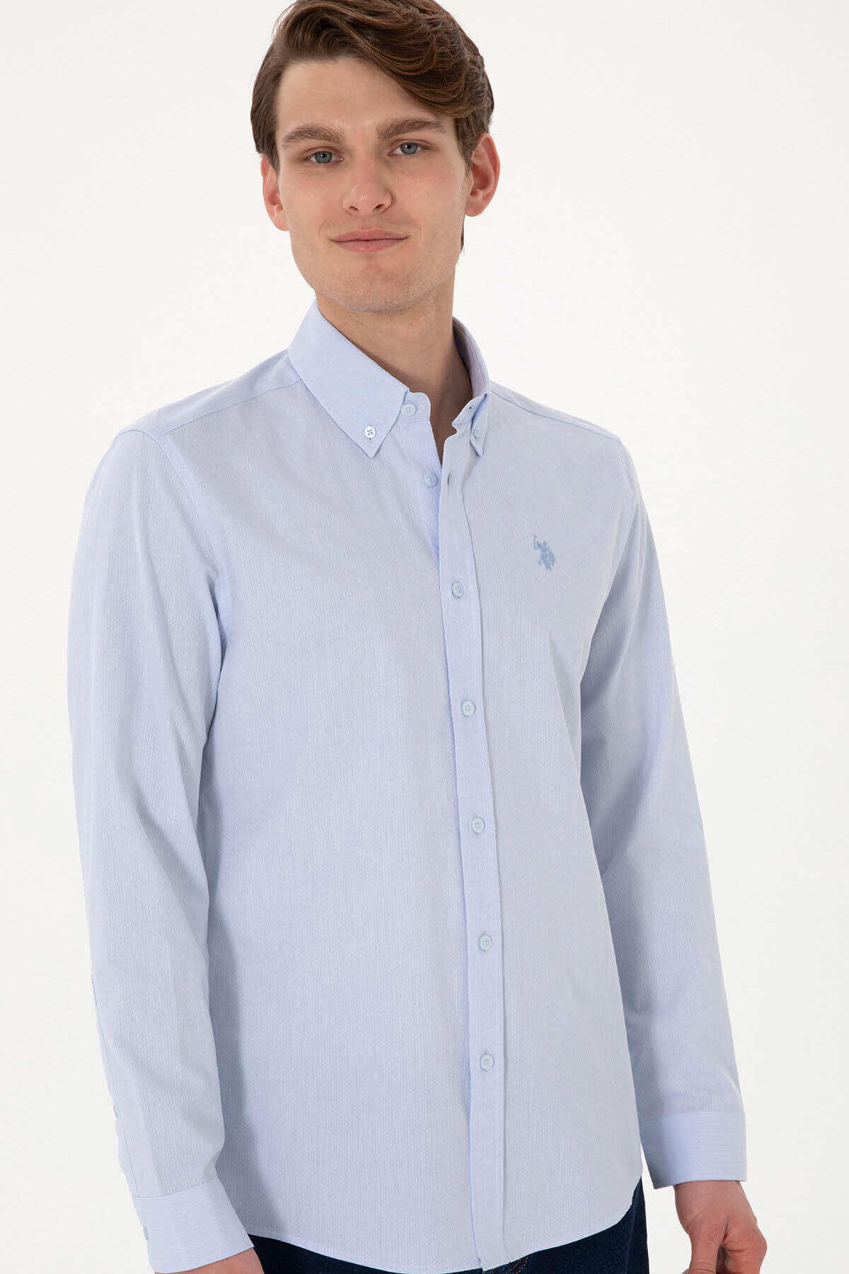 U.S. Polo Assn. Gırpe Açık Mavi Erkek Gömlek 2103112 — آبی 5003263410 — تصویر 3 از 6