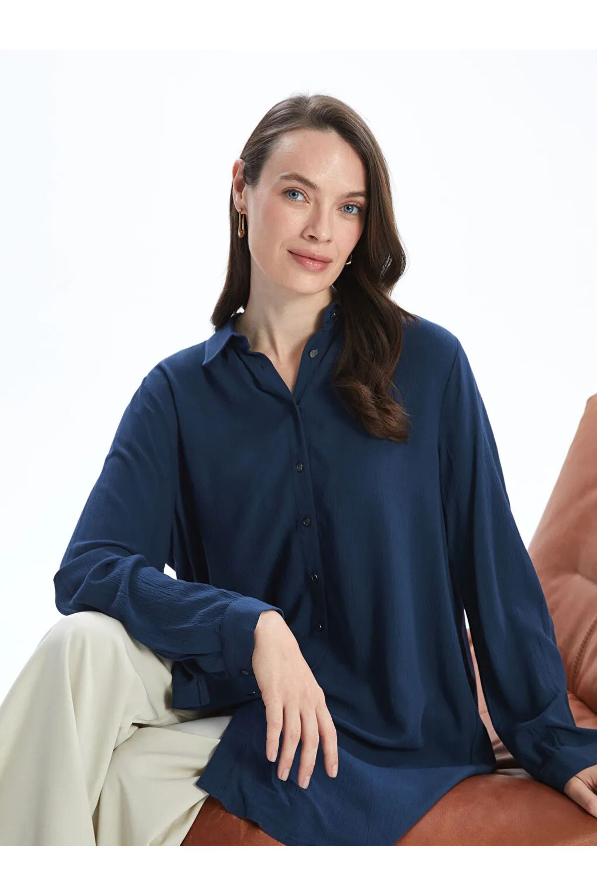 LC Waikiki LCW Grace Indigo Kadın Gömlek Tunik