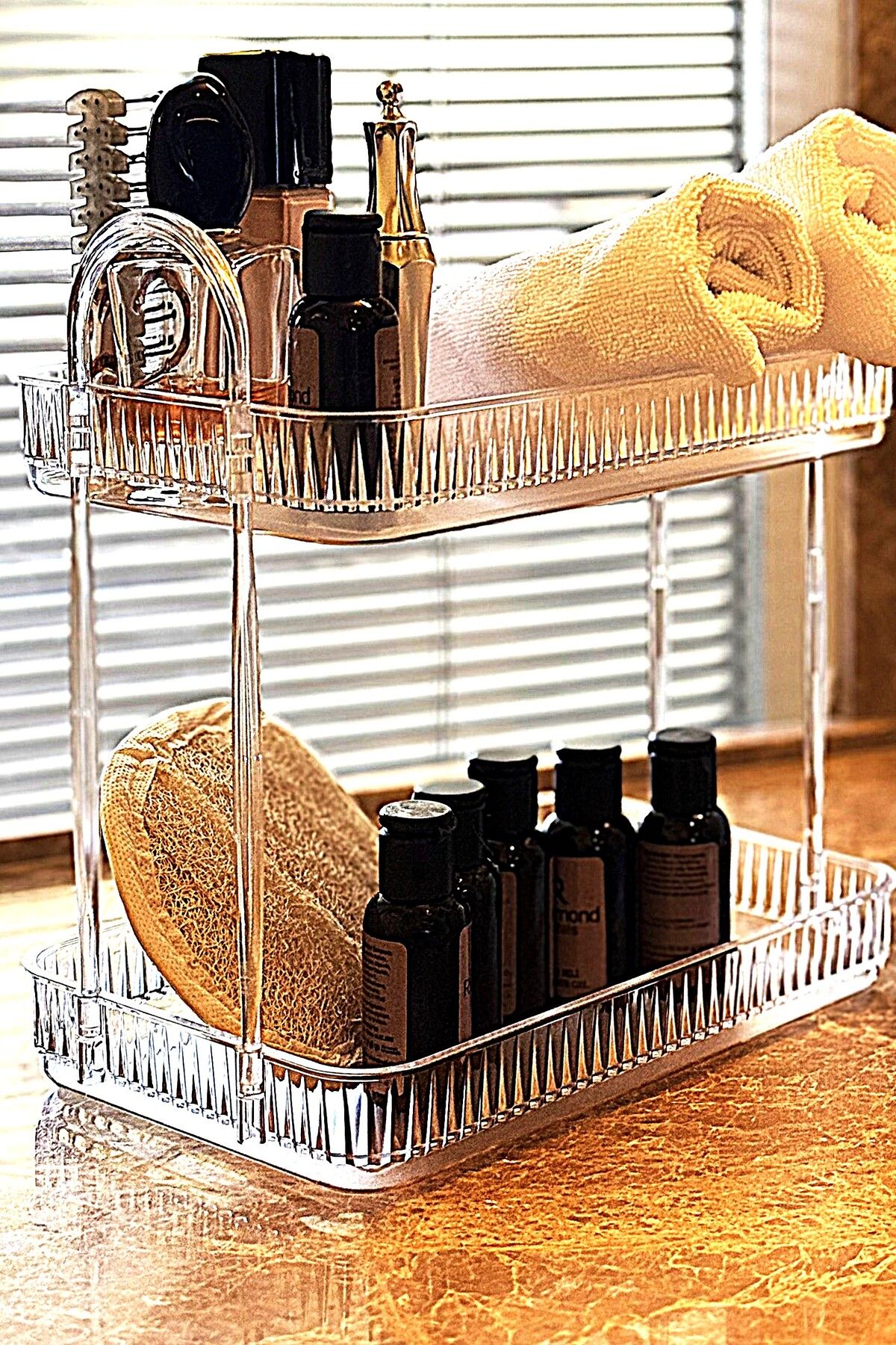 2 Katlı Banyo Düzenleyici Organizer Banyo Rafı Diamond (DAYANIKLI POLİKARBONAT)
