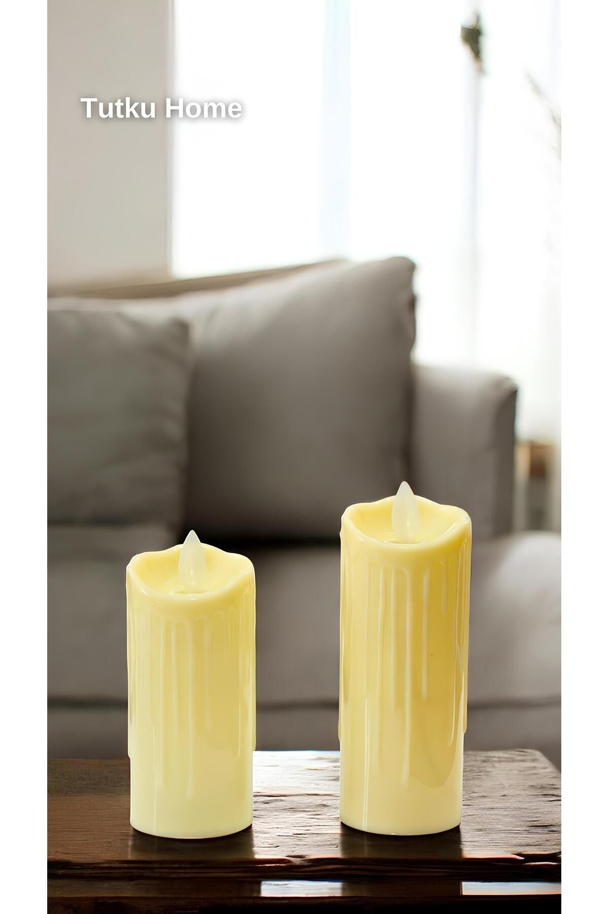 Tutku TUTKUi Ledli Tealight Işıklı Hareketli Dumansız Sarı Alevli Pilli Dekoratif Led Mum