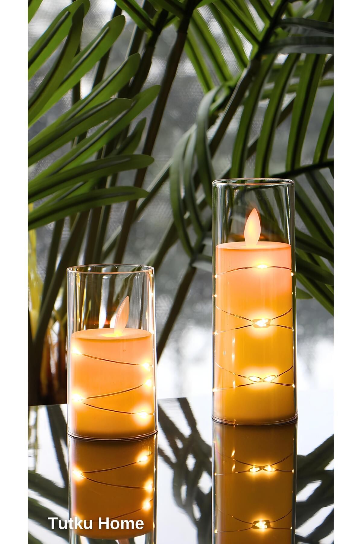 Tutku 2 Lİ Ledli Tealight Işıklı Hareketli Dumansız Sarı Alevli Pilli Dekoratif Led Mum