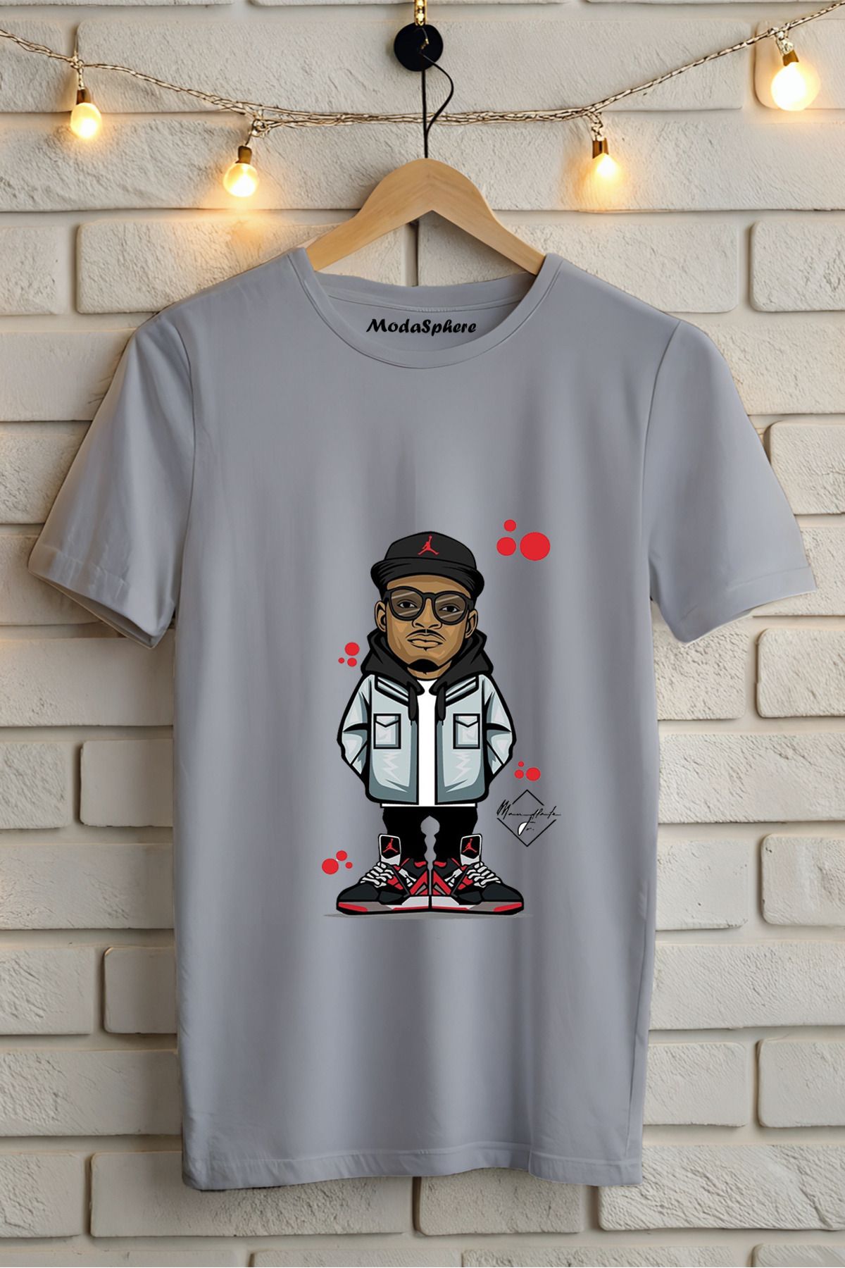 ModaSphere Baskılı Unisex Oversize Tişört Battal Boy