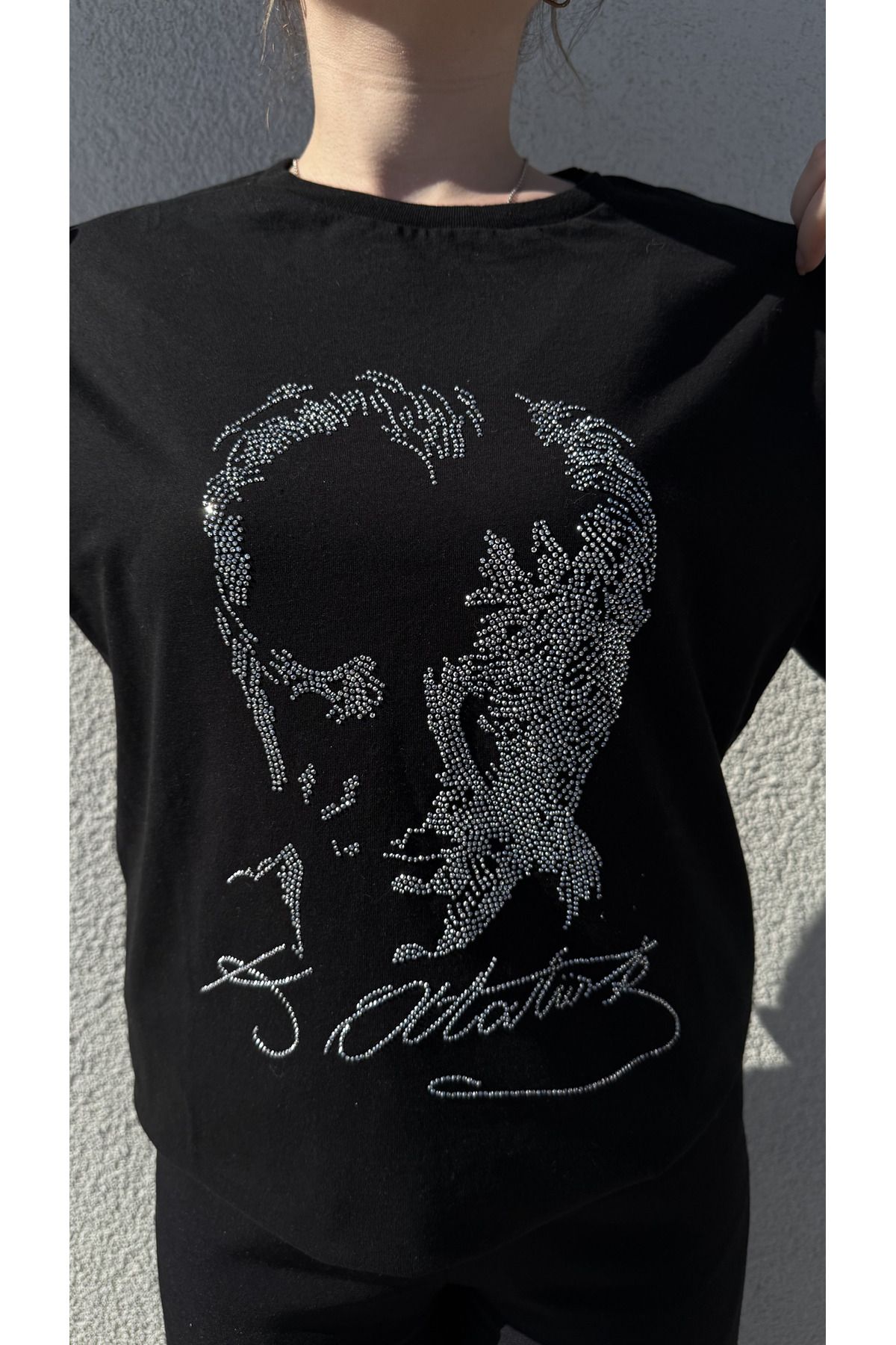 PIRILTISHOP Atatürk Detaylı Taşlı Tshirt