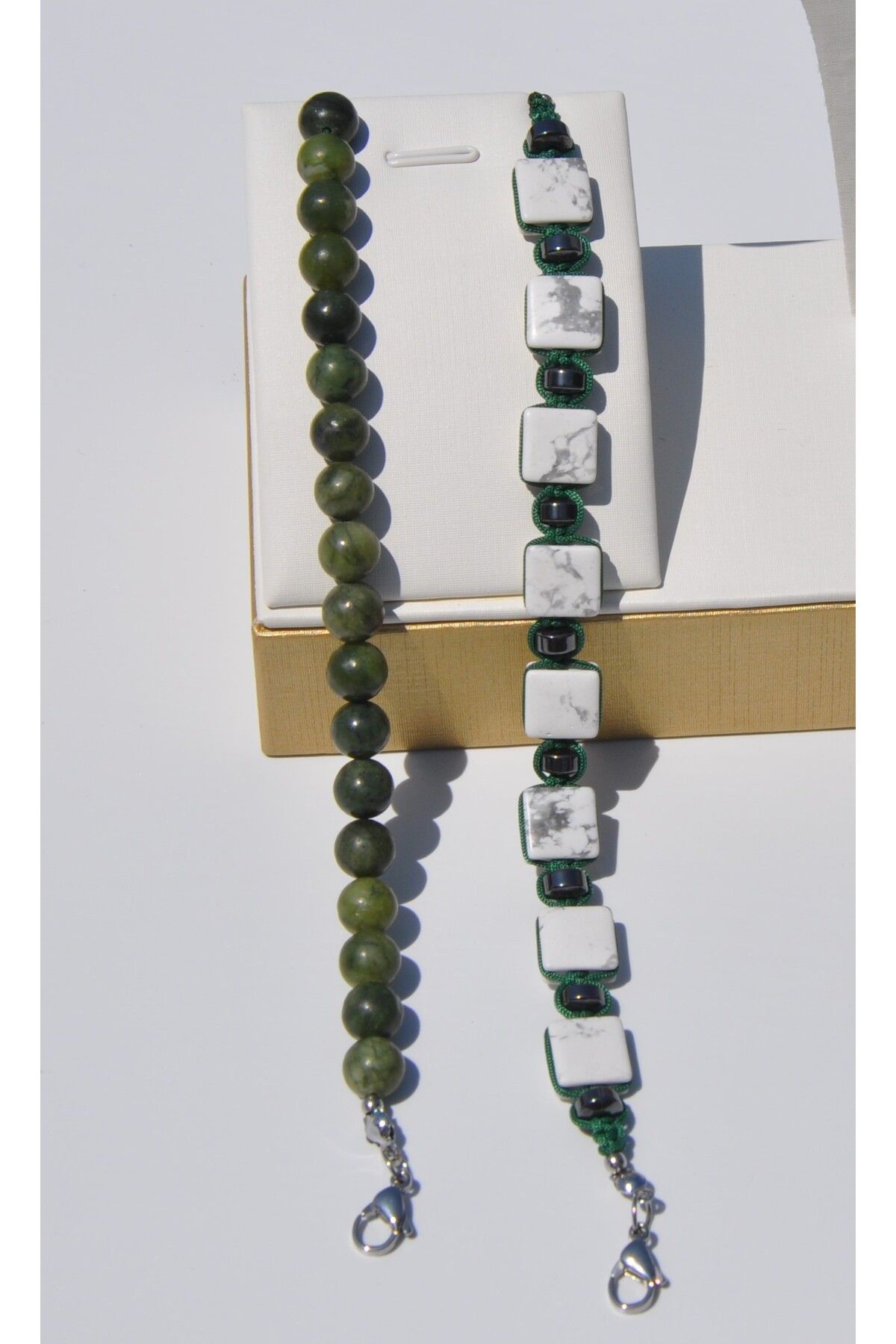 Nilfu Atelier HAVLİT HEMATİT YEŞİM DOĞAL TAŞ SHAMBALLA BİLEKLİK