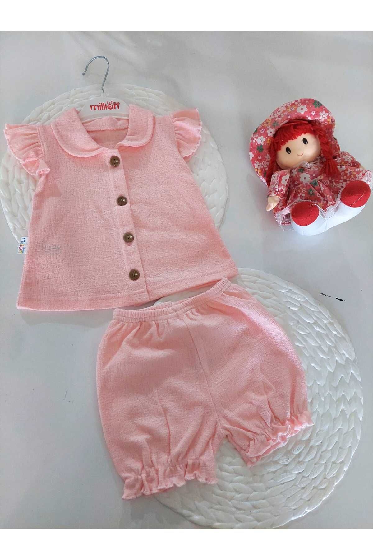 shop TOZPEMBE KIZ BEBEK ŞORTLU TAKIM