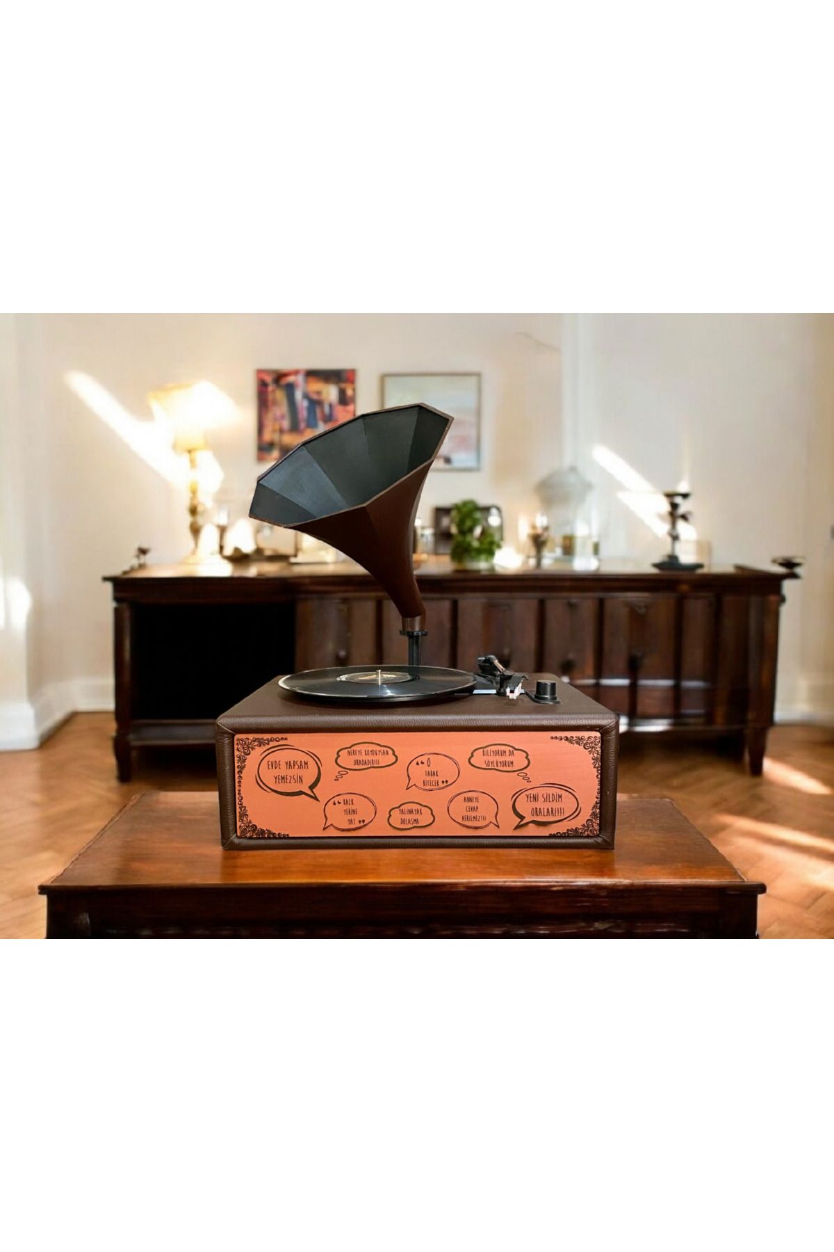 decolab Nostaljik Gramofon Plakçalar – 33/45/78 RPM, Tüm Plakları Çalan Şık Tasarım\