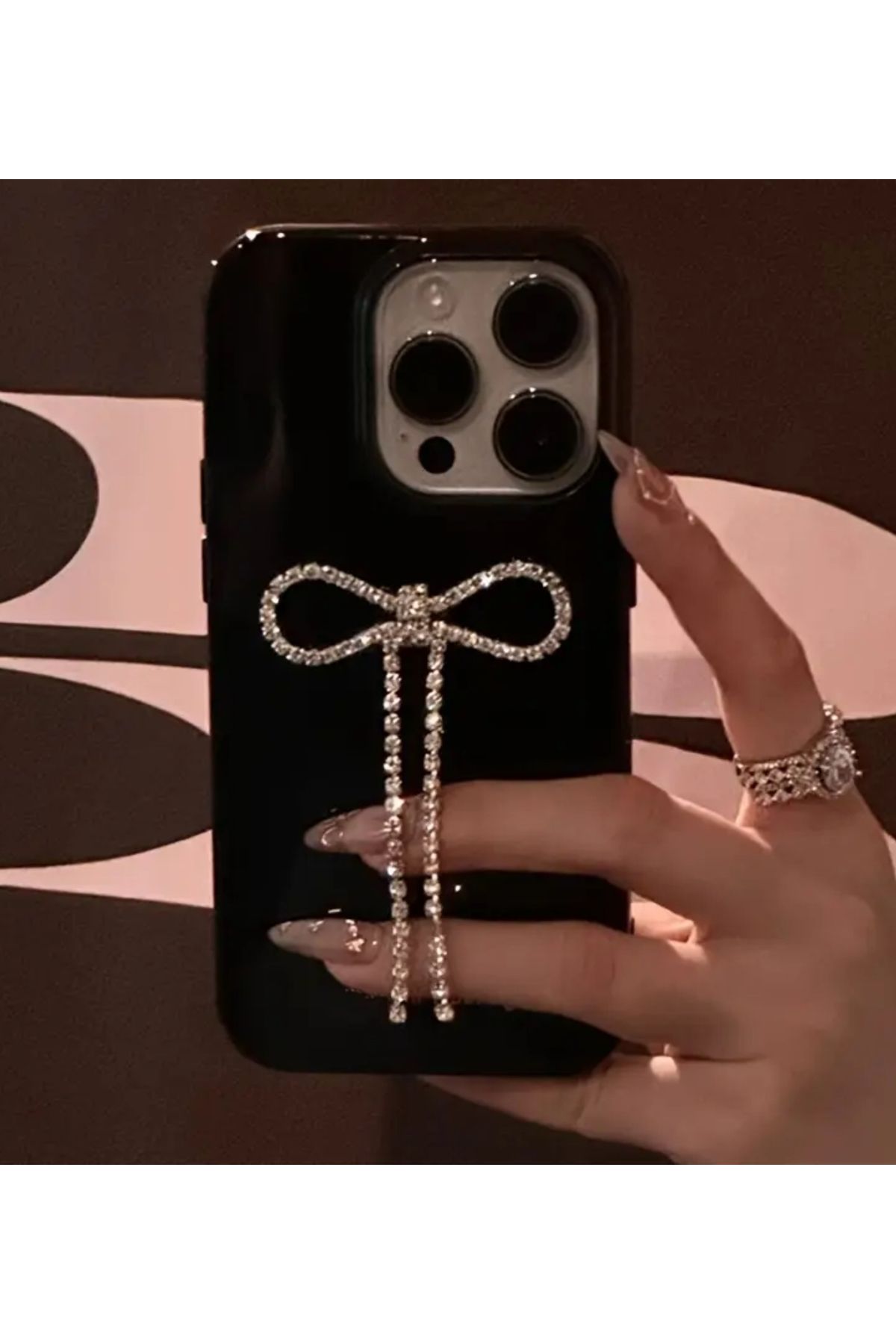 FİŞNEİLETİŞİM İPHONE 16 PROMAX UYUMLU TAŞLI AKSESUARLI KILIF
