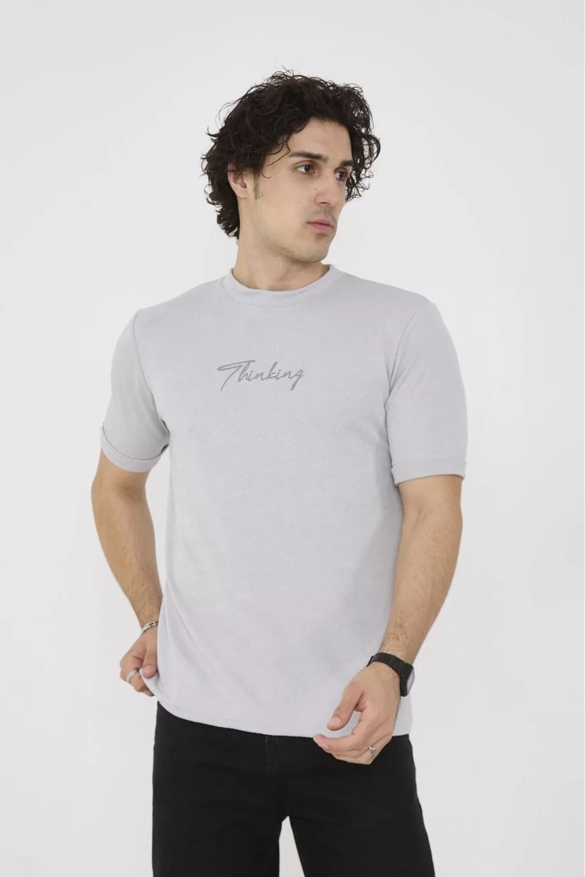 İndigo Park Erkek tişört modelleri Unisex Bisiklet Yaka Slim fit T-Shirt
