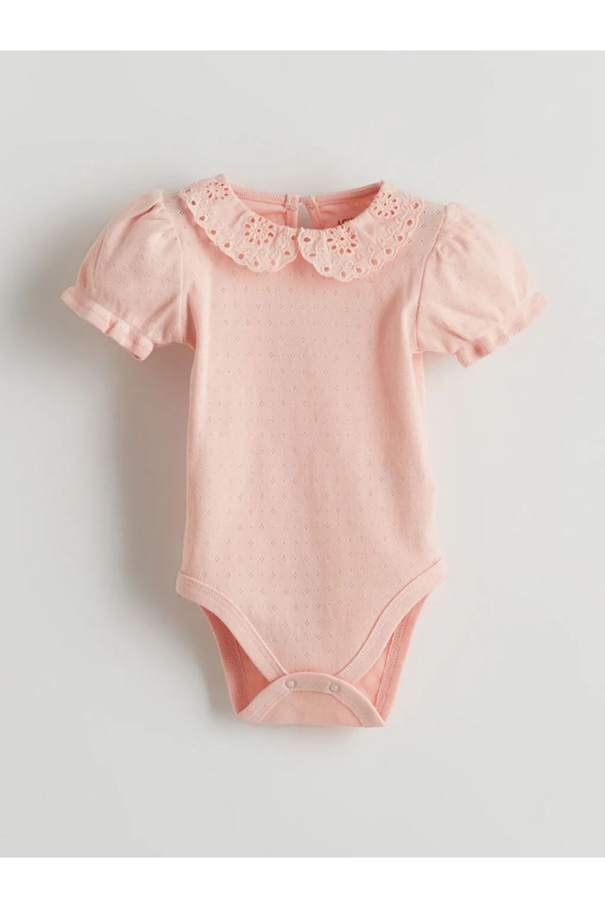 LC Waikiki LCW baby Pembe Çiçekli Pamuklu Kız Bebek Çıtçıtlı Bodysuit