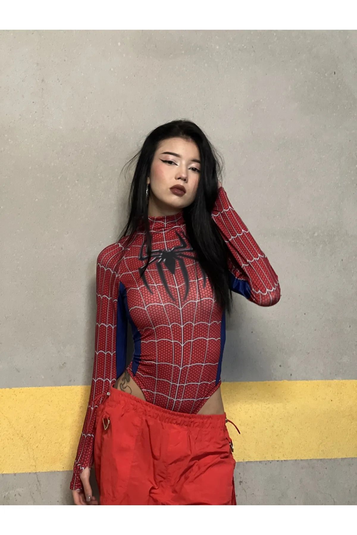 Gofeel Spider Vomen Retro Spider Çıtçıtlı Kadın Body