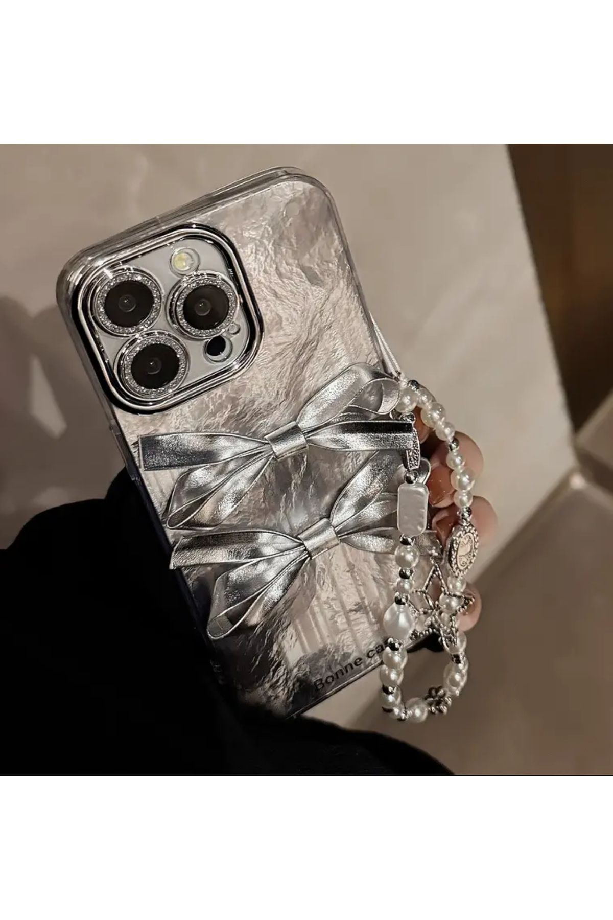 FİŞNEİLETİŞİM İPHONE 16 PROMAX UYUMLU FİYONKLU CHARMLI SİMLİ LENS KORUYUCULU LÜX KILIF