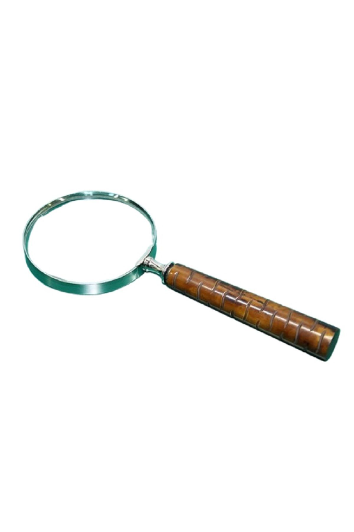 Livava Boynuz Saplı Pirinç Büyüteç, Kahve, 25x10