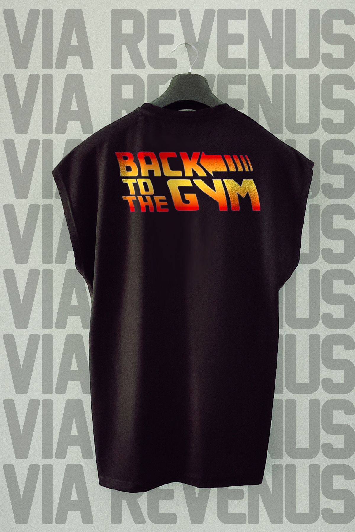 Vordevia Back to the Gym Sırt Baskılı Sıfır Kollu Bisiklet Yaka Spor Tshirt