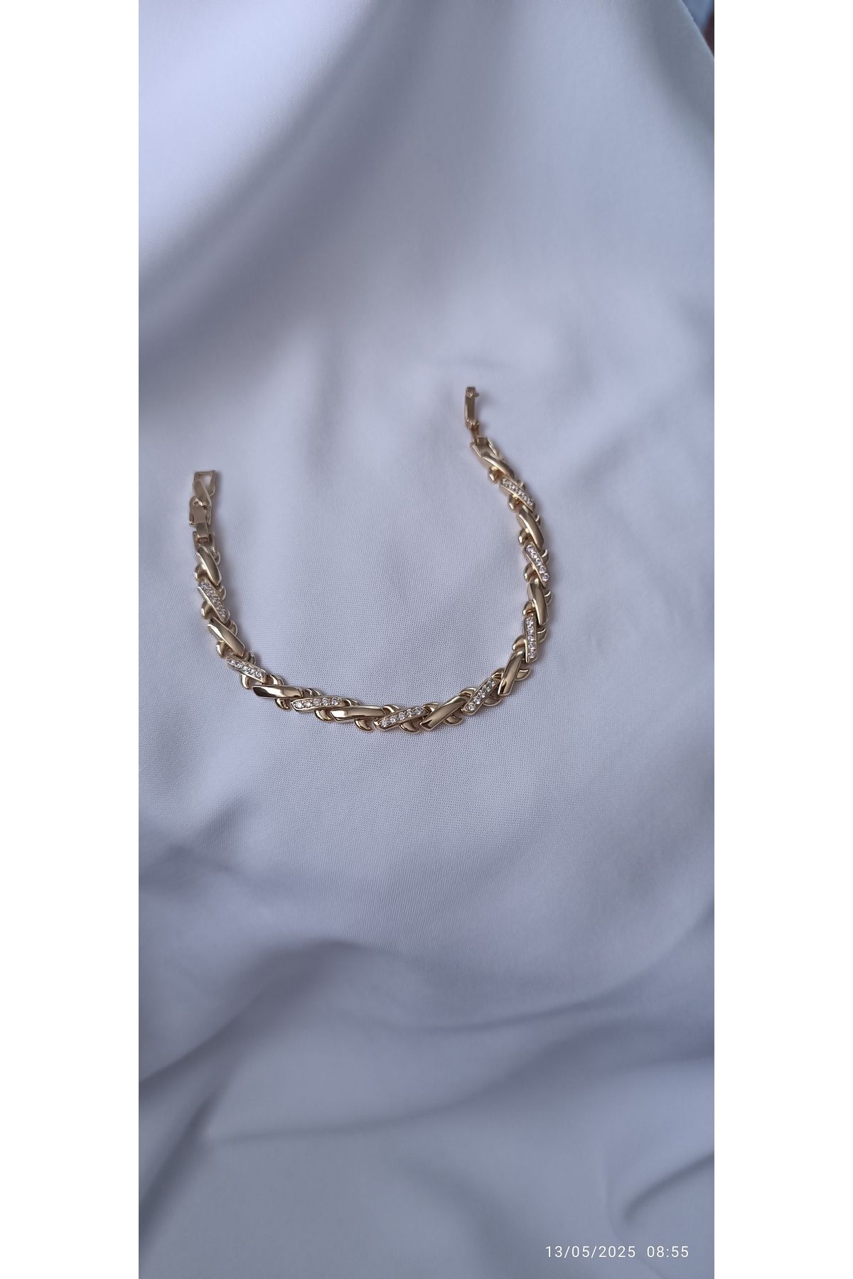 ARİ TAKI X kuyum model taşlı çelik bileklik Gold