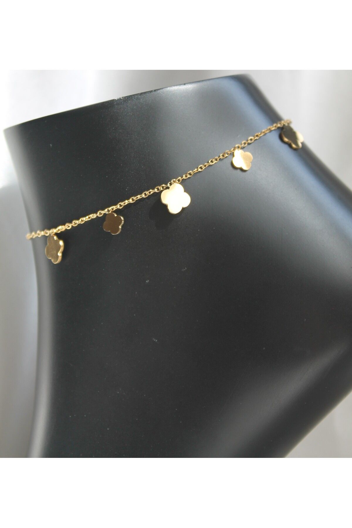 TEDDY JEWELLRY Yonca Detaylı Klasik Zincirli Gold Çelik Halhal