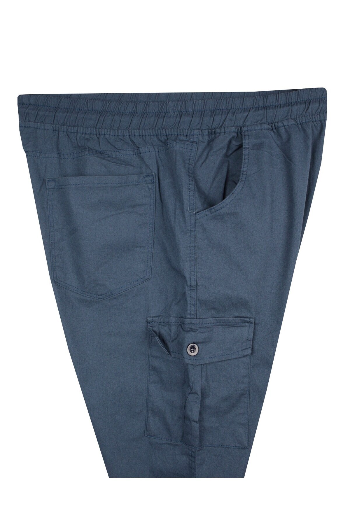 marufshop Kargo Cepli 100 Kilo-180 Kilo Arası Için Uygun Erkek Büyük Beden Gabardin Pantolon İndigo görsel 3