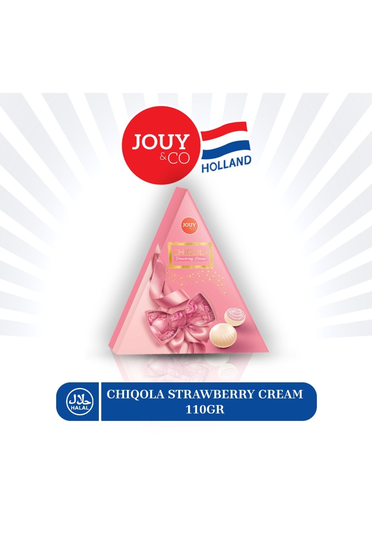 Jouy Co CHIQOLA ÇİLEK KREMALI DOLGULU ÇİKOLATA 11O GR(HEDİYE KUTUSU YAPILABİLİR)