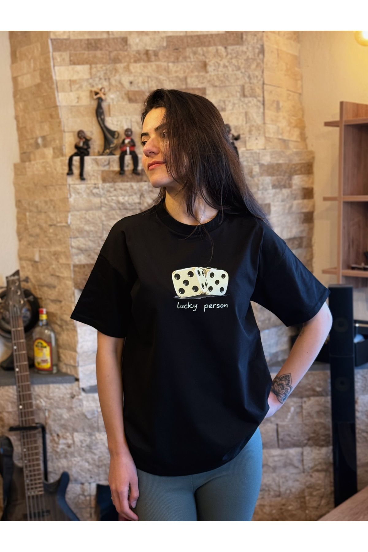 Store Unisex Oversize Tişört - Şanslı Bi' Tip
