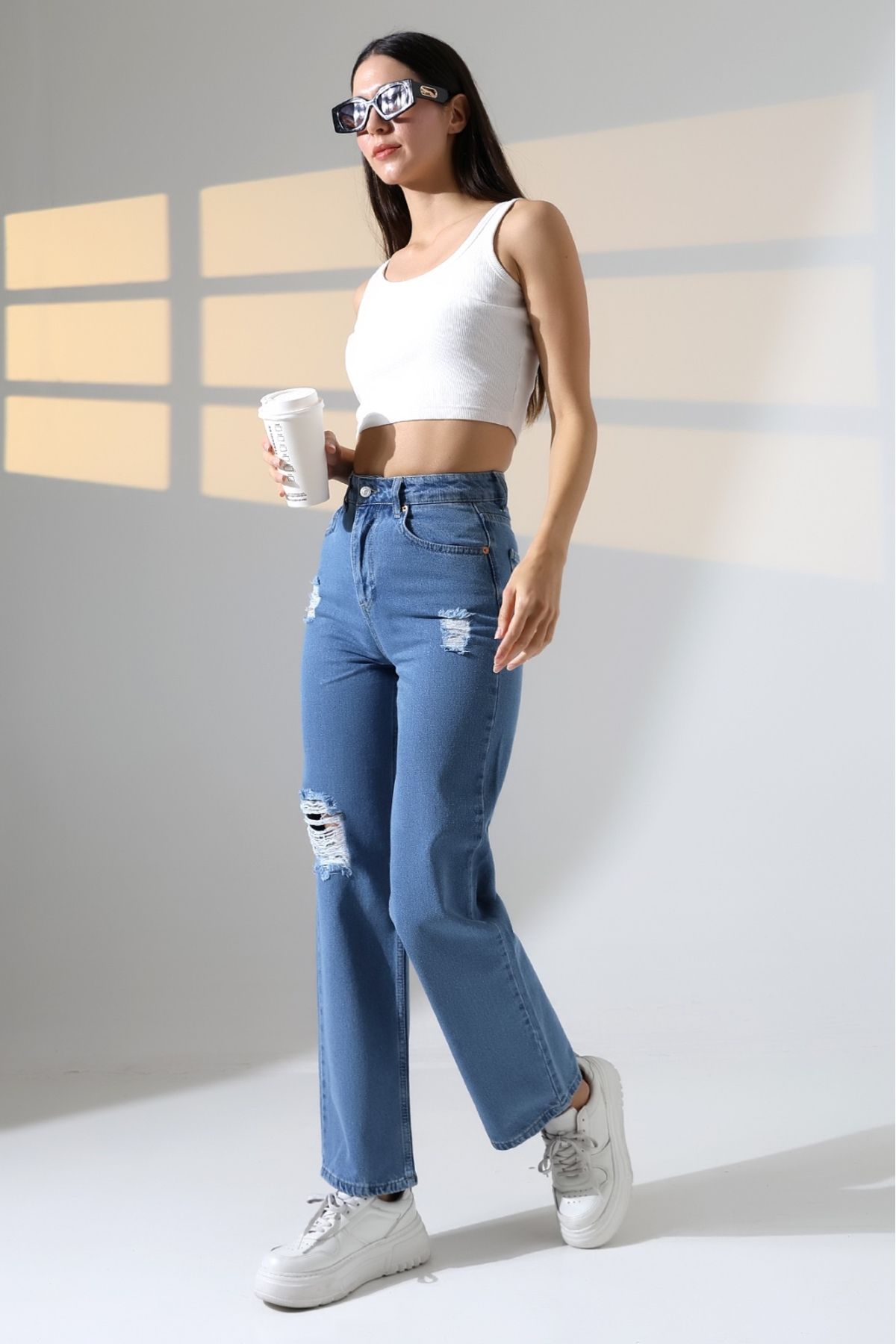 sports here LAZER DETAYLI JEANS (PANTOLON)