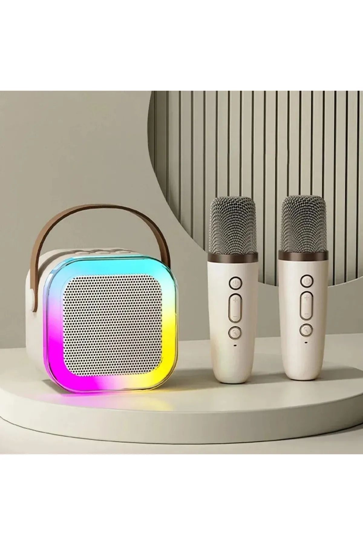 EVENT Çift Mikrofonlu Rgb Renkli Taşınabilir Kablosuz Bluetooth Karaoke Hoparlör