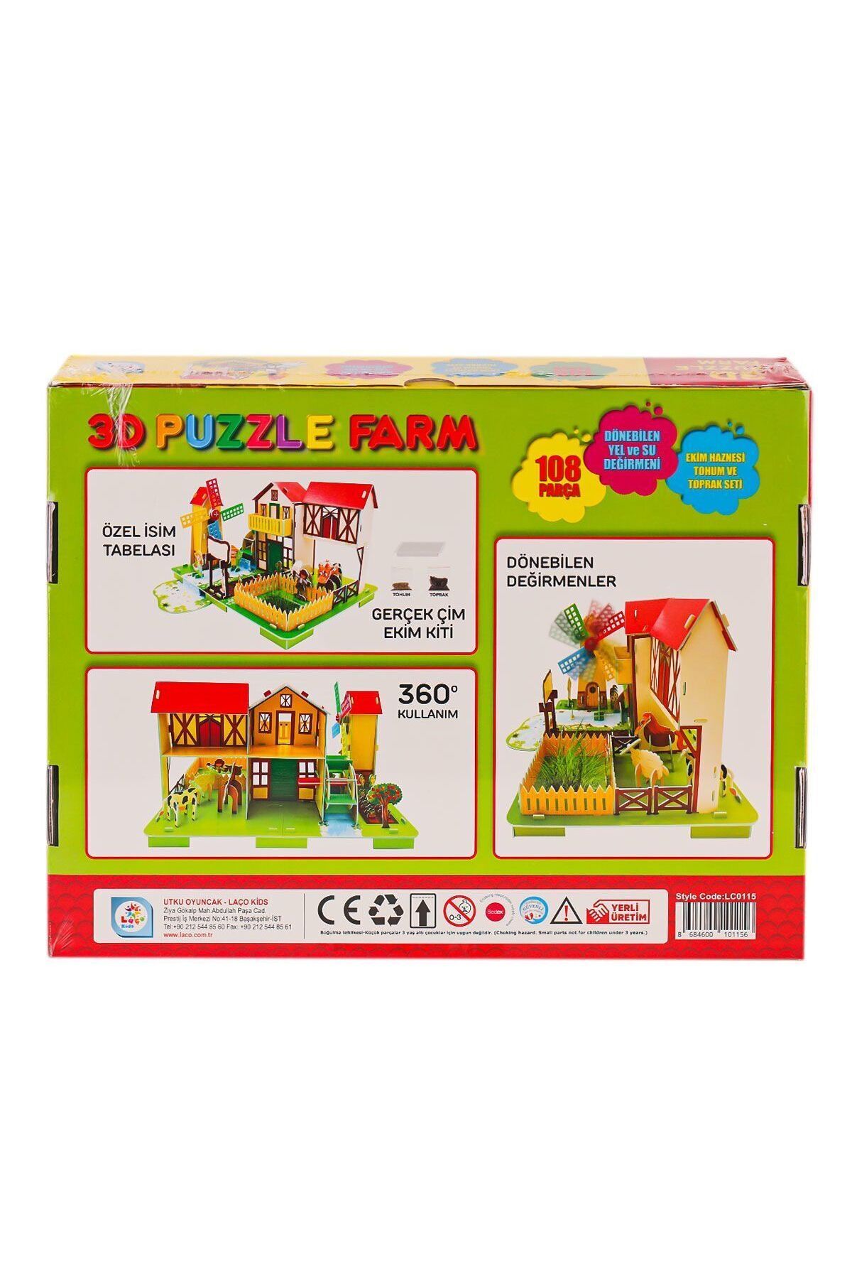 Utku Oyuncak LC0115 3D Boyutlu Çiftlik Puzzle -Laçokids