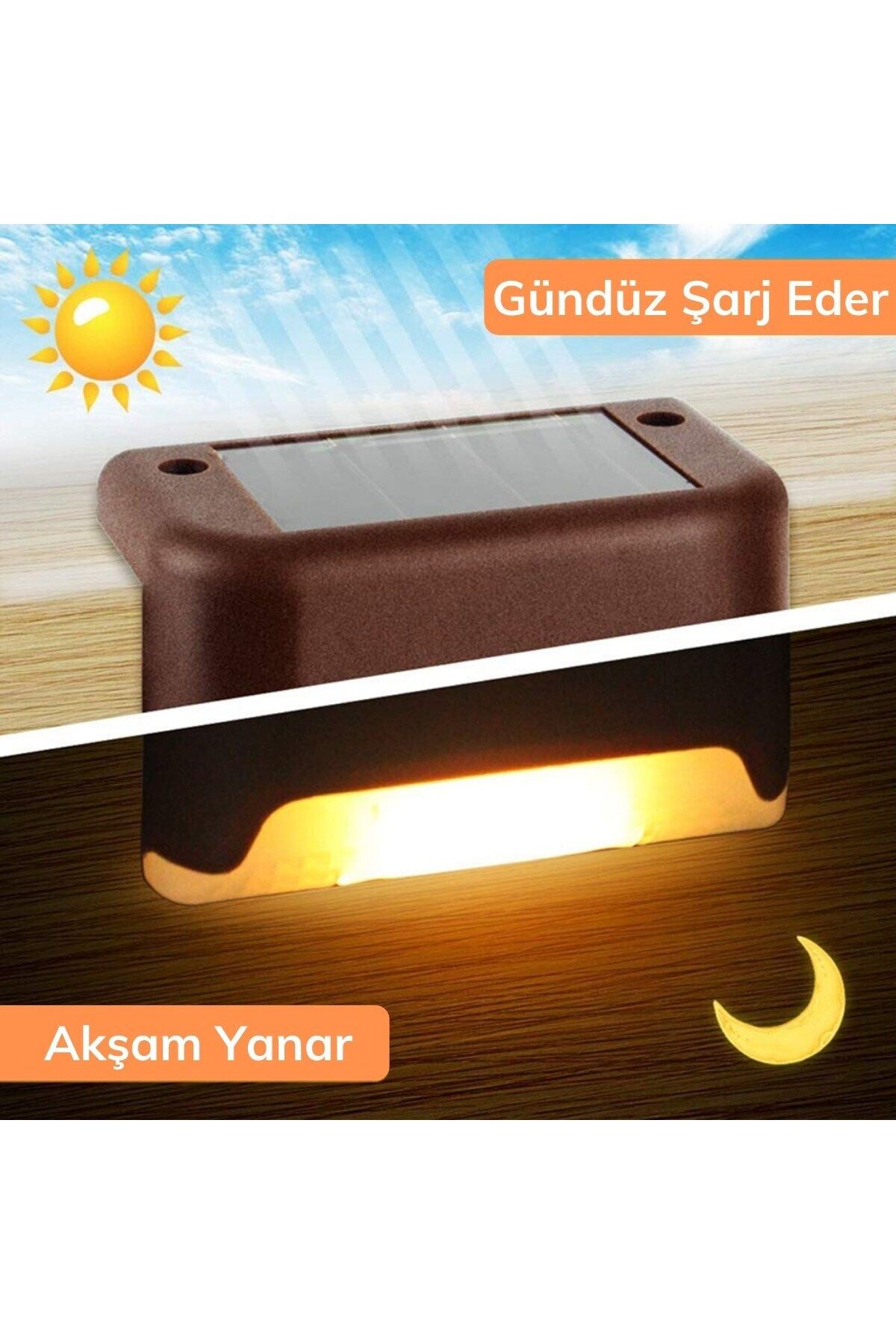 POEBGO FAMİLY'S Solar Güneş Enerjili Şarj Edilen Köşebent Merdiven Veranda Bahçe Yolu Led Lamba Işık 4 Adet (5162)