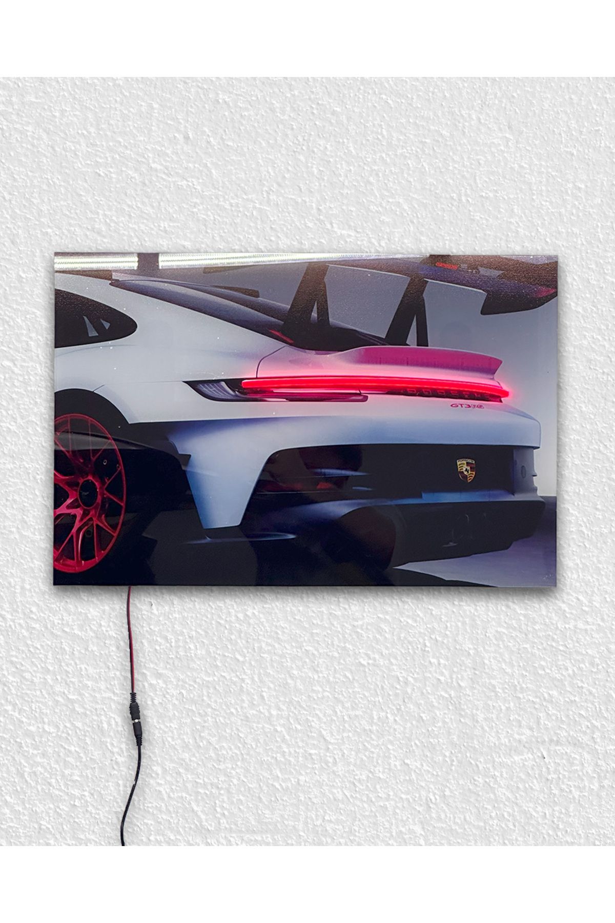 PLEXON TASARIM PLEXON Porsche GT3 RS LED Pleksi Tablo – Kırmızı Stop Işığı + RF Kumanda