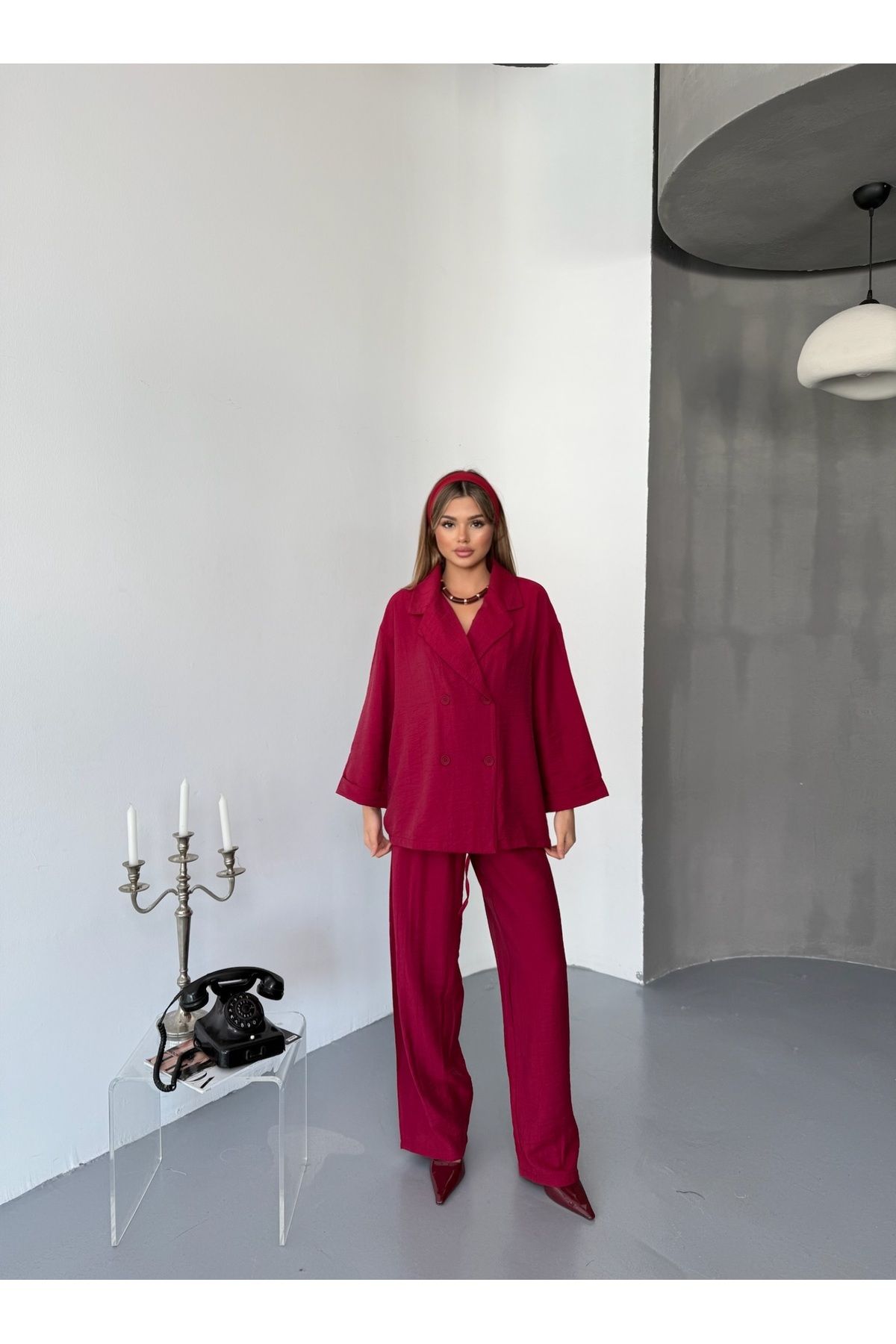 modabetce ÇİLEK KUMAŞ BLAZER CEKET PANTOLON TAKIM