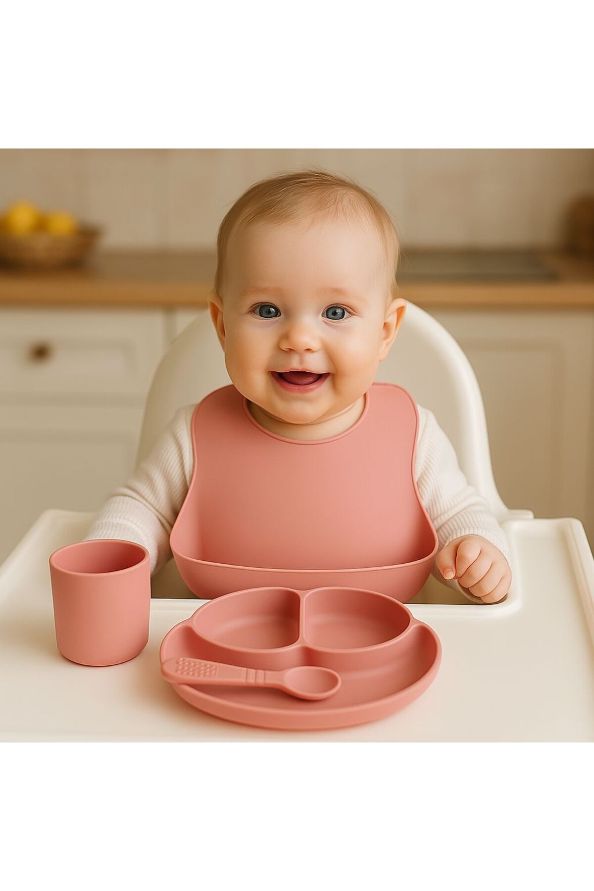 Baby Bebek Beslenme Seti- Mama Tabağı Kaşık Ve Bardak Seti fotoğrafı 2 (önizleme)