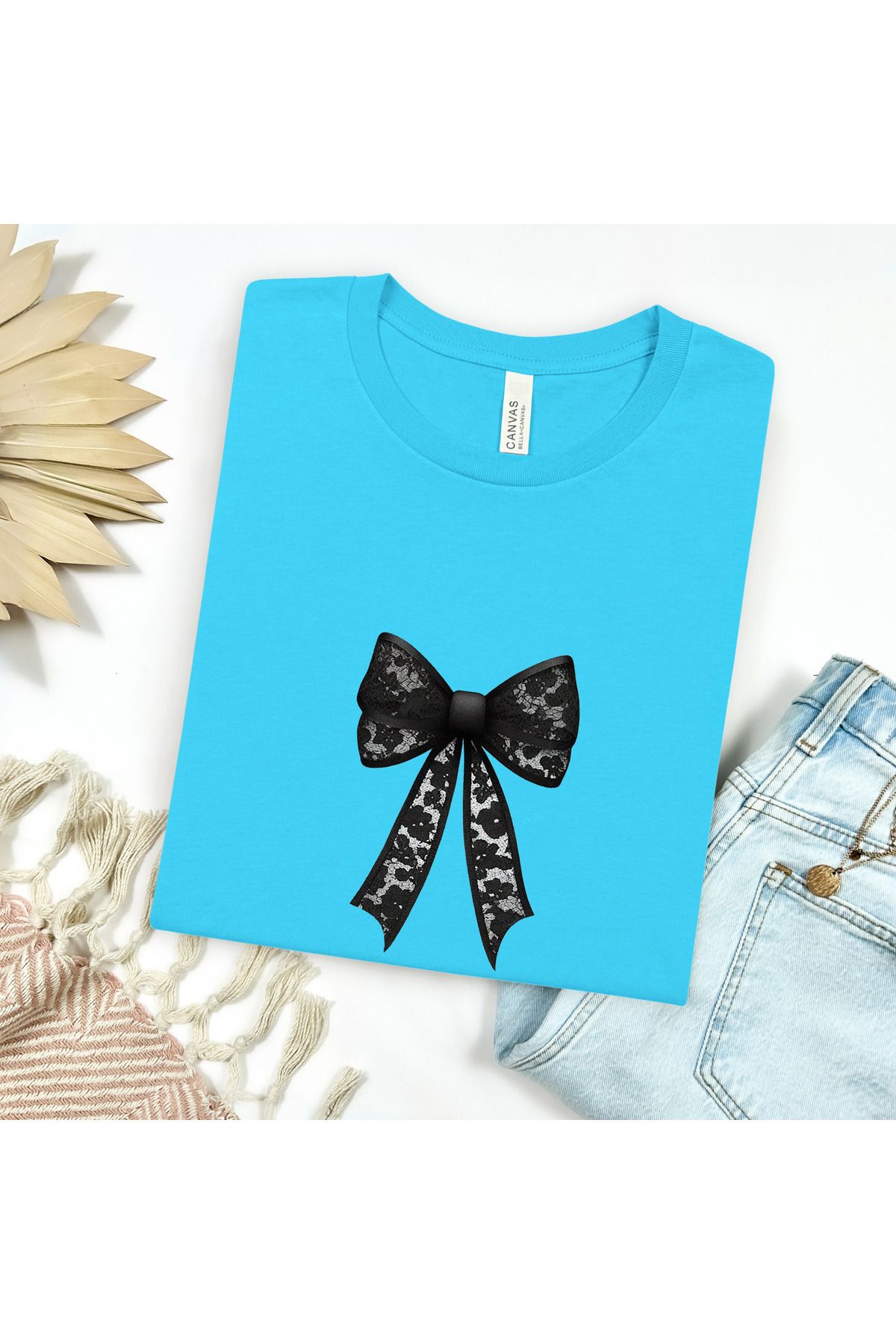 GHAND Lolita siyah fiyonk kurdele BASKILI trend Unısex Normal Kalıp T-Shirt