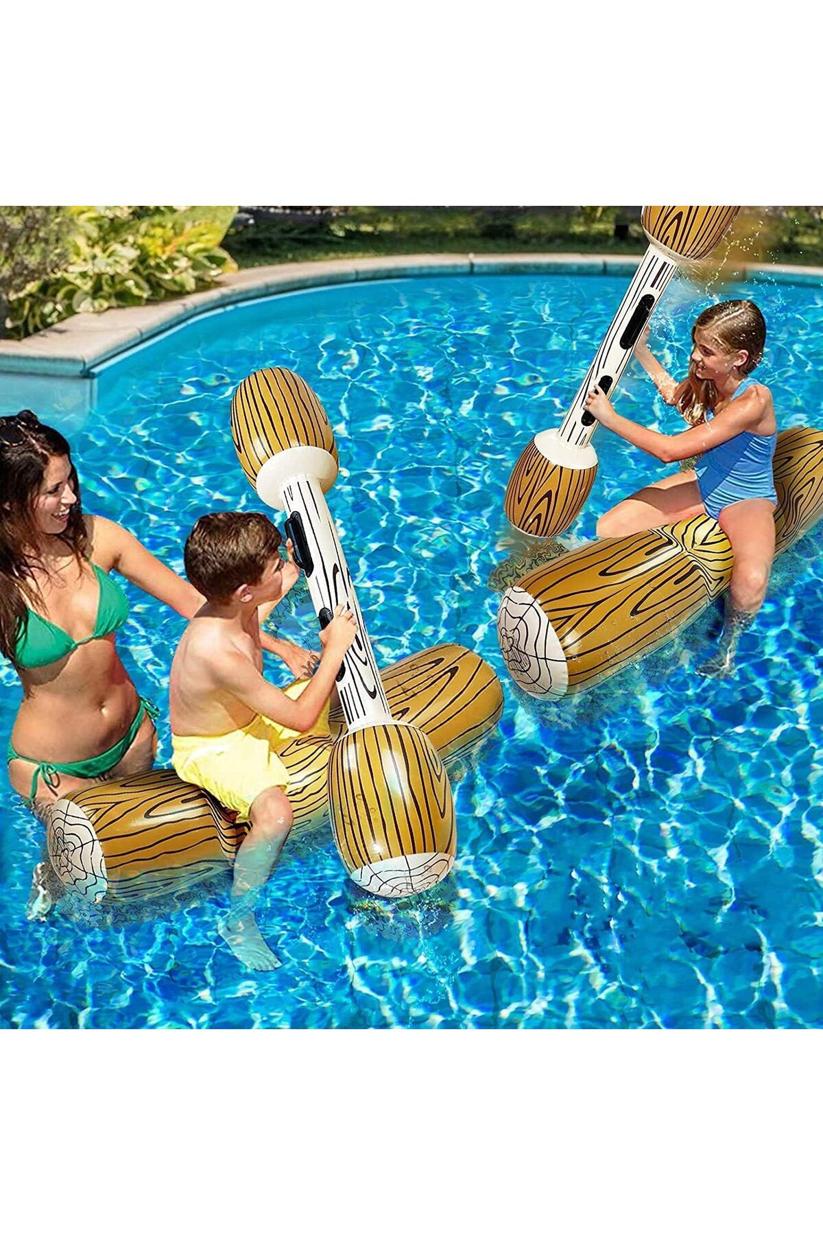 Boldy-Inflatable Balance Game for 2 - Inflatable Balance Bar - Pool Duel Game - Inflatable Battle Game Sticks 3