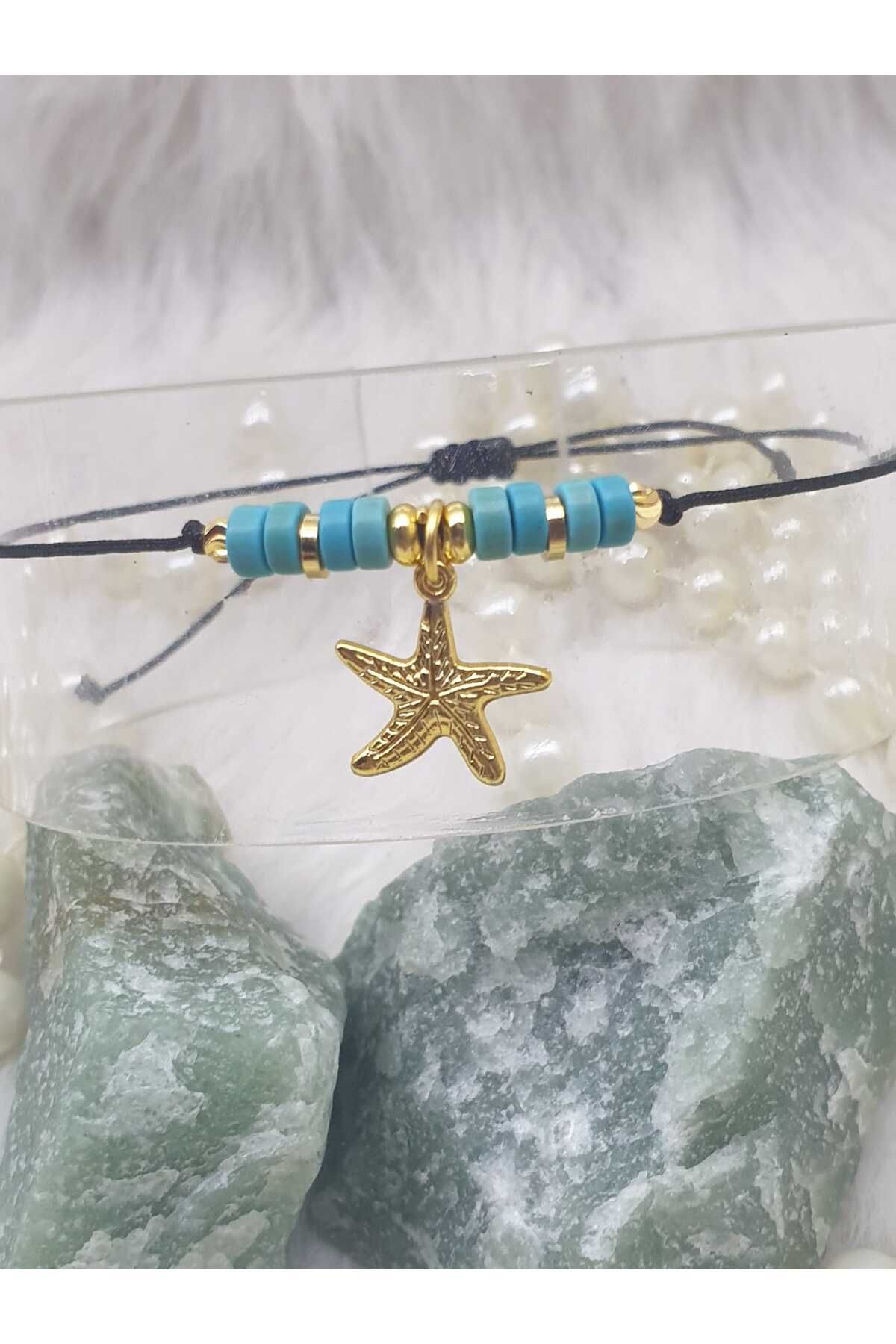 HAPPY HANDMADE AYARLANABİLİR BİLEKLİK/DENİZ YILDIZLI DOĞAL TAŞLI BİLEKLİK/DORİKALI /HEDİYELİK BİLEKLİK