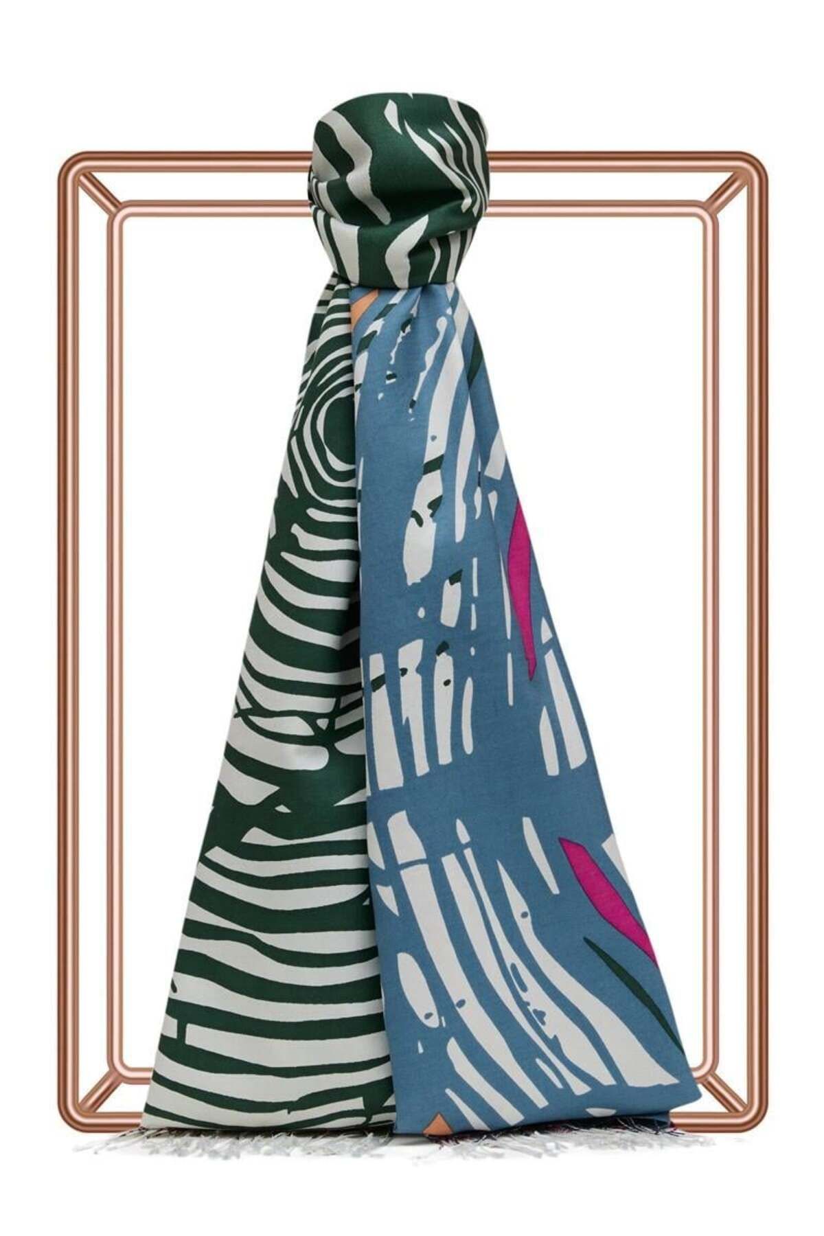 ipekevi İpekevi 1940 Renkli Zebra Desenli İpek Şal