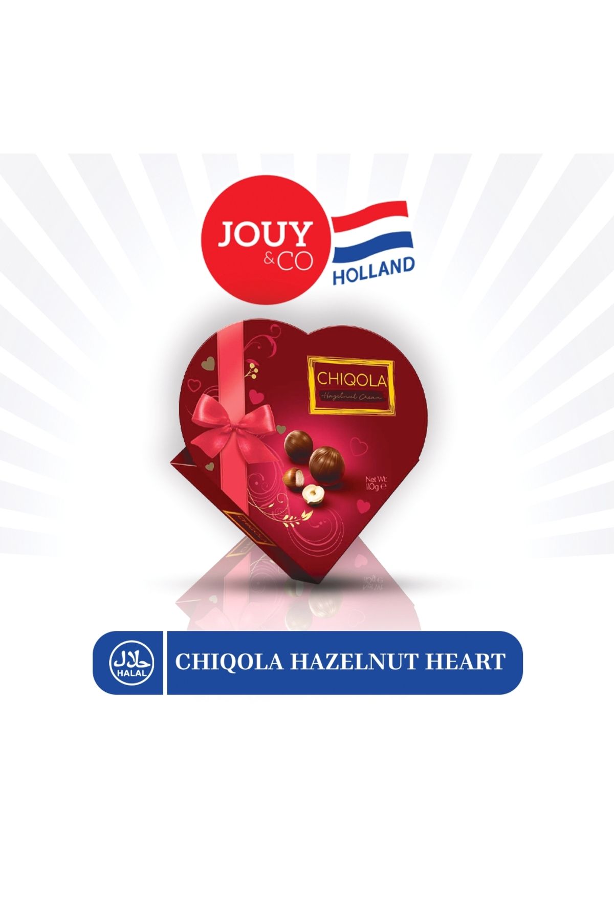 Jouy Co CHIQOLA FINDIK KREMALI ÇİKOLATA 100 GR KALP KUTU (HEDİYE KUTUSU YAPILABİLİR)