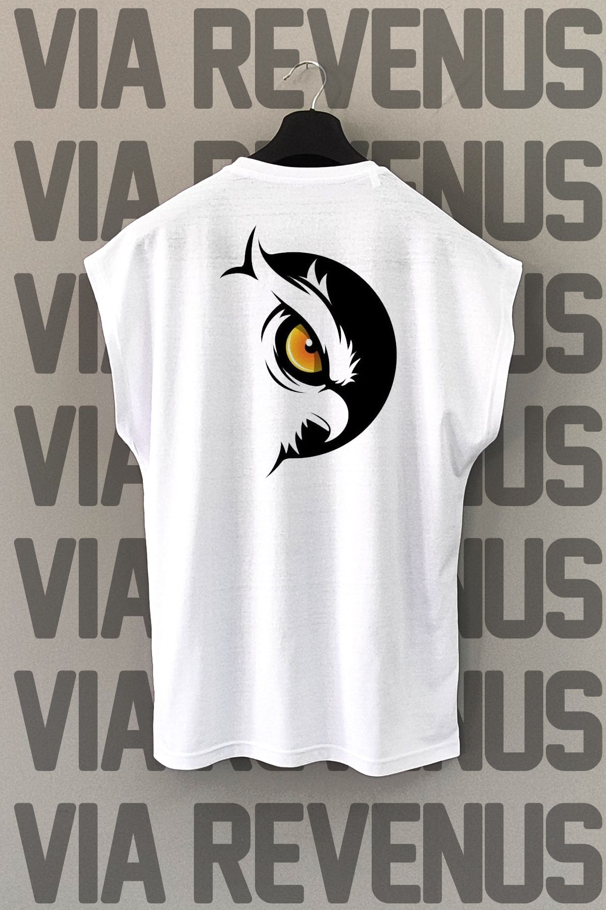 Vordevia Baykuş Sırt Baskılı Sıfır Kollu Bisiklet Yaka Spor Tshirt