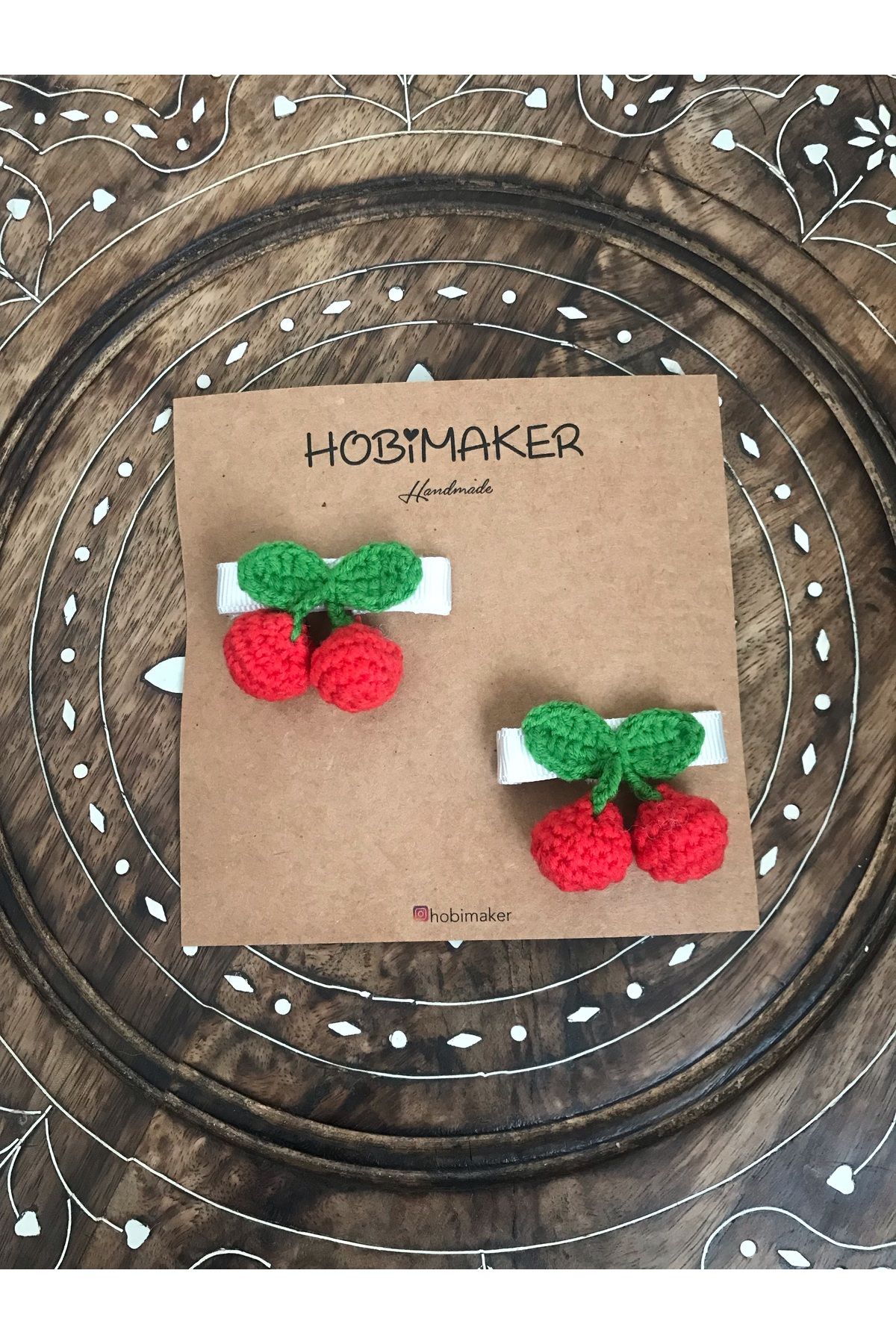 Hobimaker Kız Bebek 2'li Örgü Kiraz Klips Toka