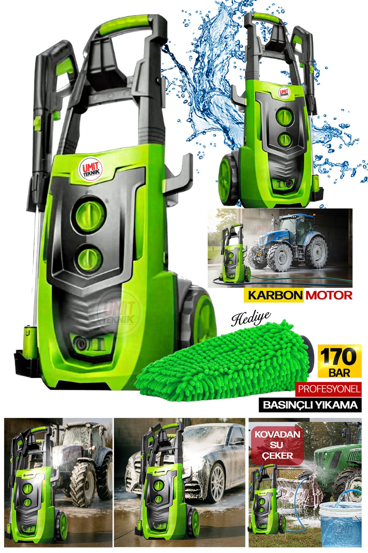 PROXCLEAN Profesyonel Turbo Motor Uzun Süre Çalışır 170 BAR Yüksek Basınçlı Soğuk Yıkama Makinası